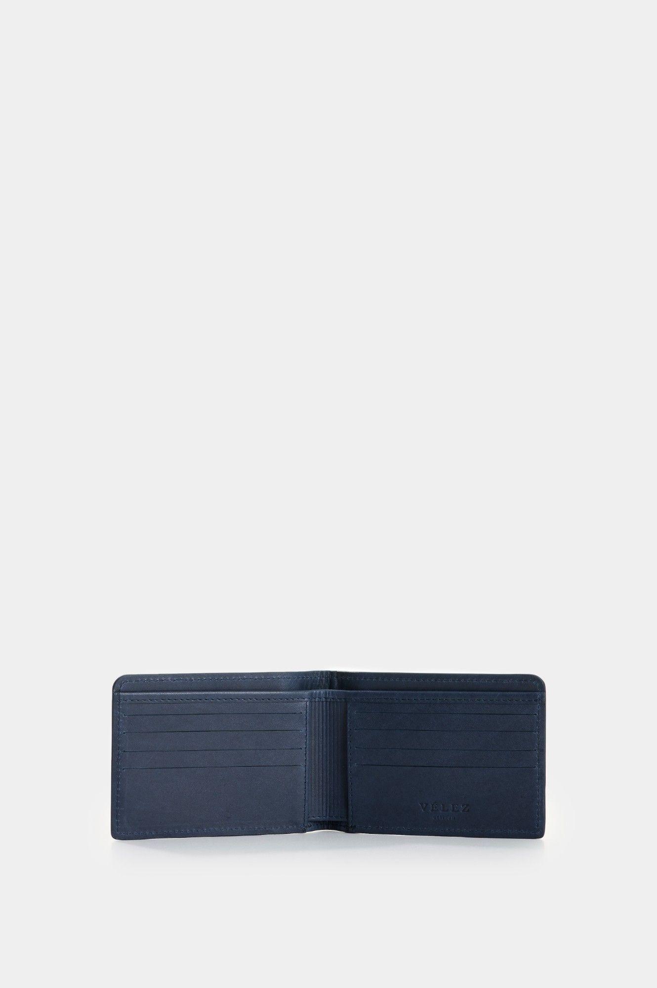 Vélez Billetera De Cuero Grabado Para Hombre Ray Azul Oscuro-2
