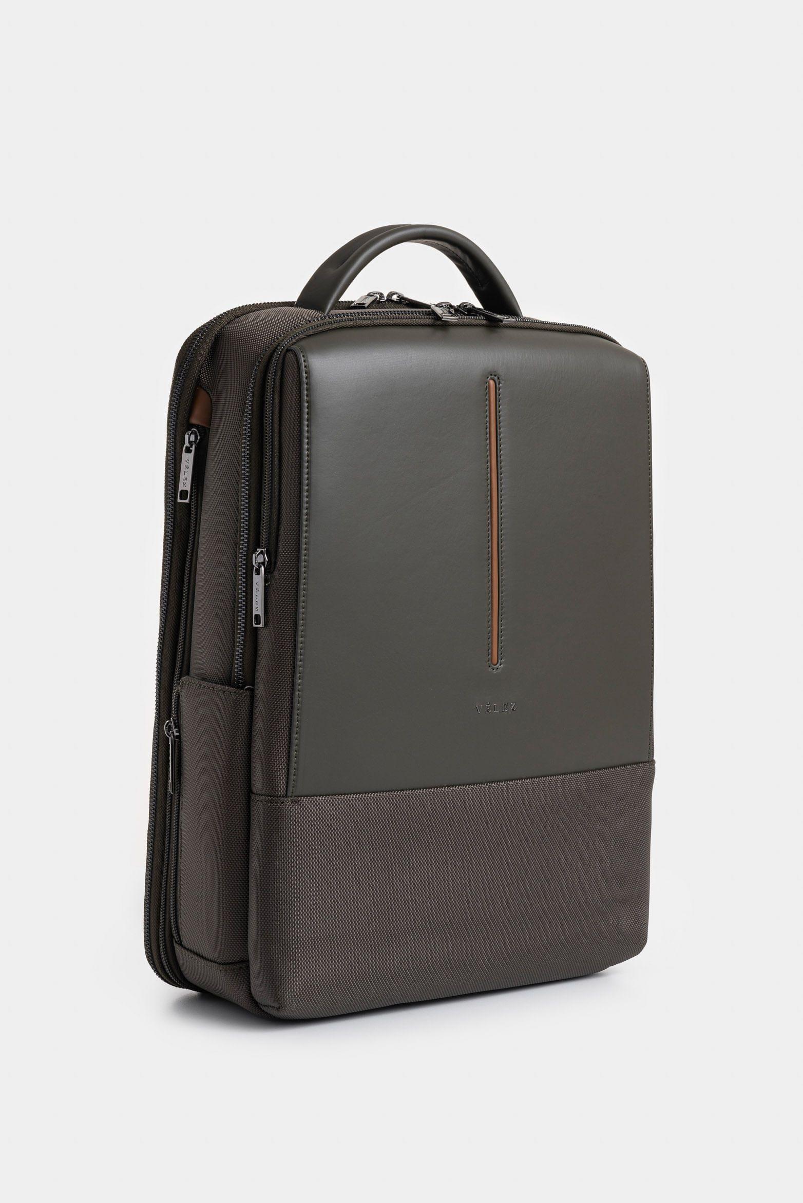 Vélez Mochila Oasis Lona Hombre Detalle Acento Verde Oliva-1