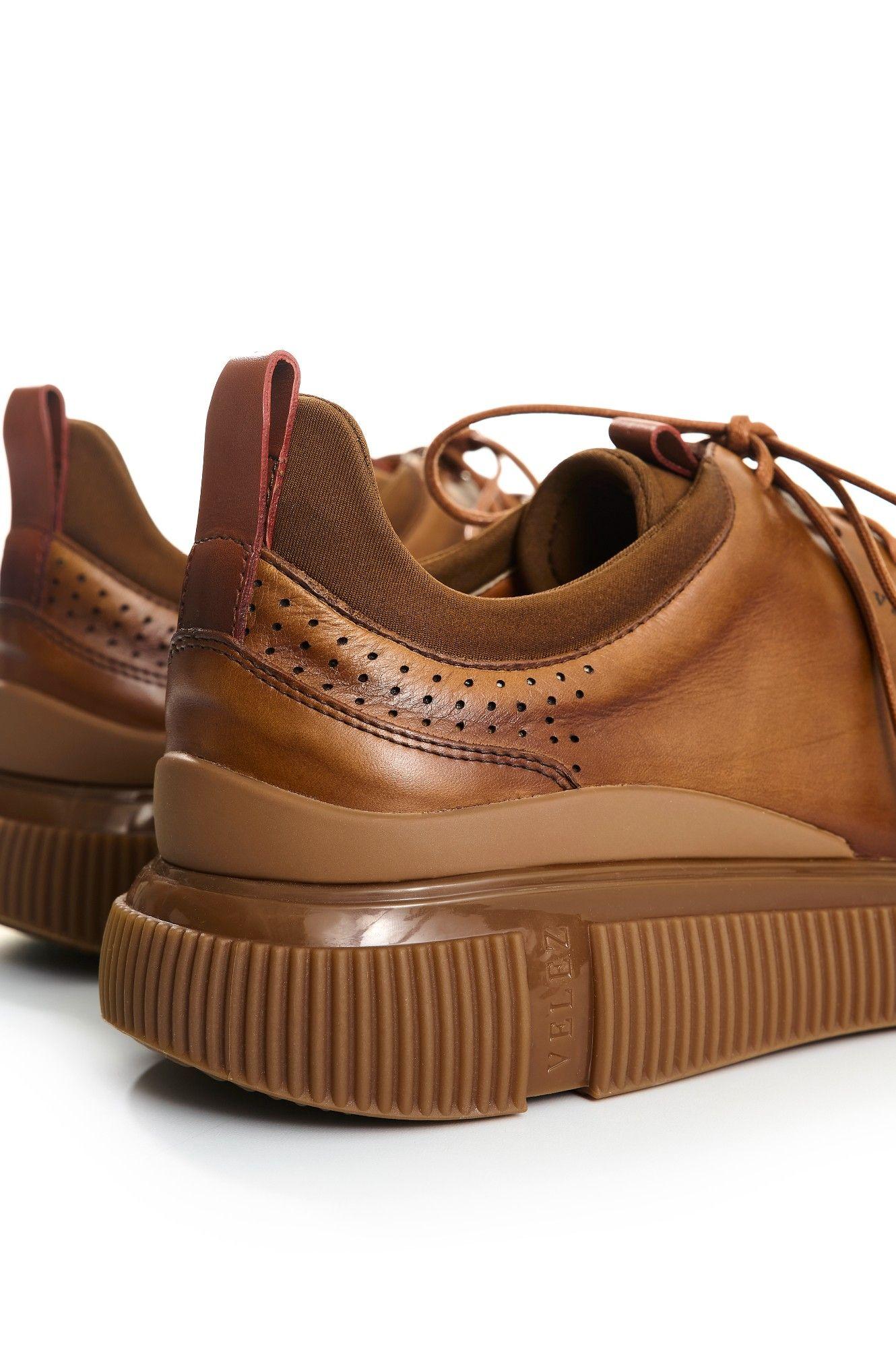 Vélez Zapatos De Cordón Cuero Hombre Aria Miel-4