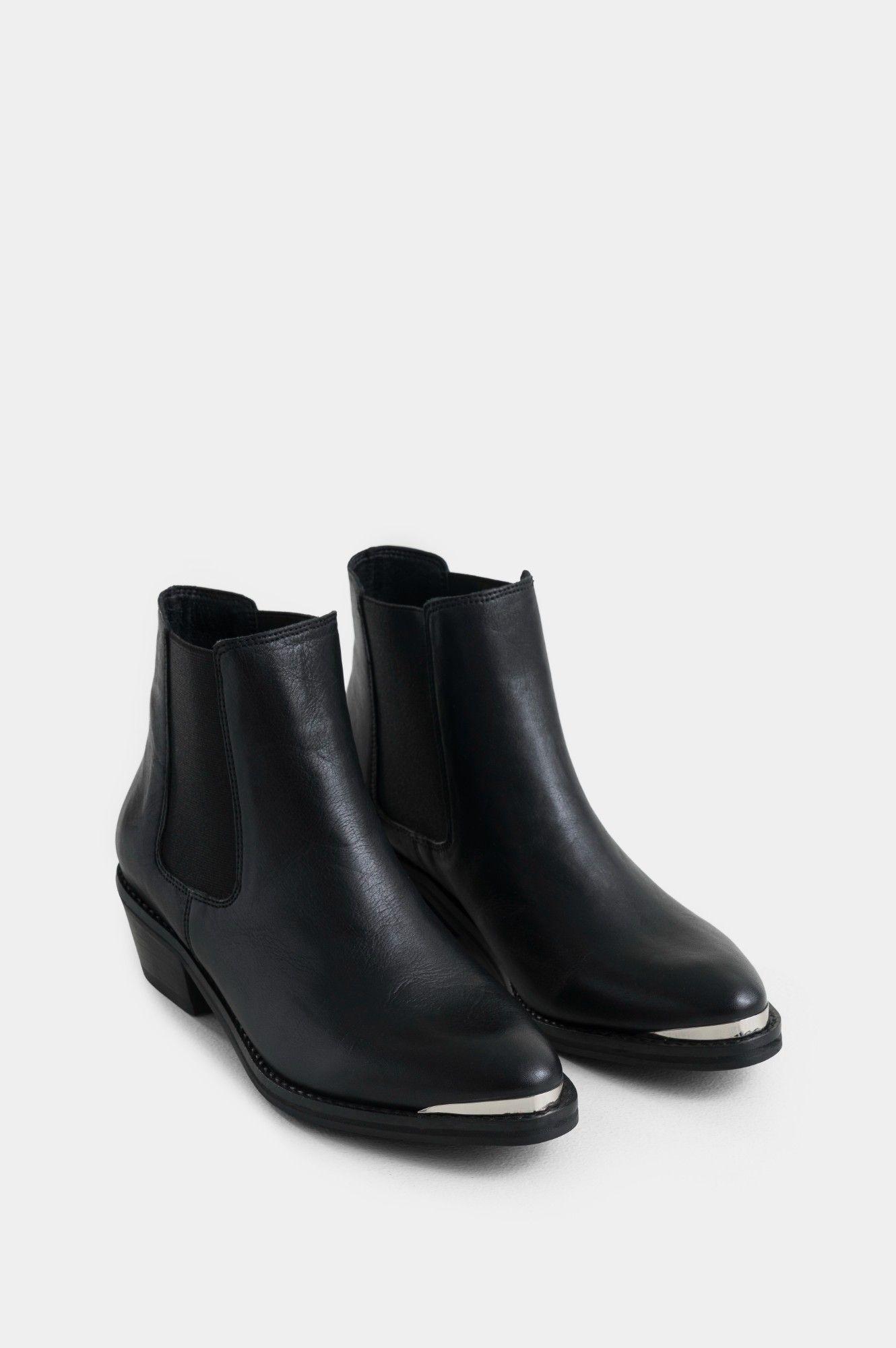 Vélez Botines Dark De Cuero Mujer Puntera Metálica Negro-1