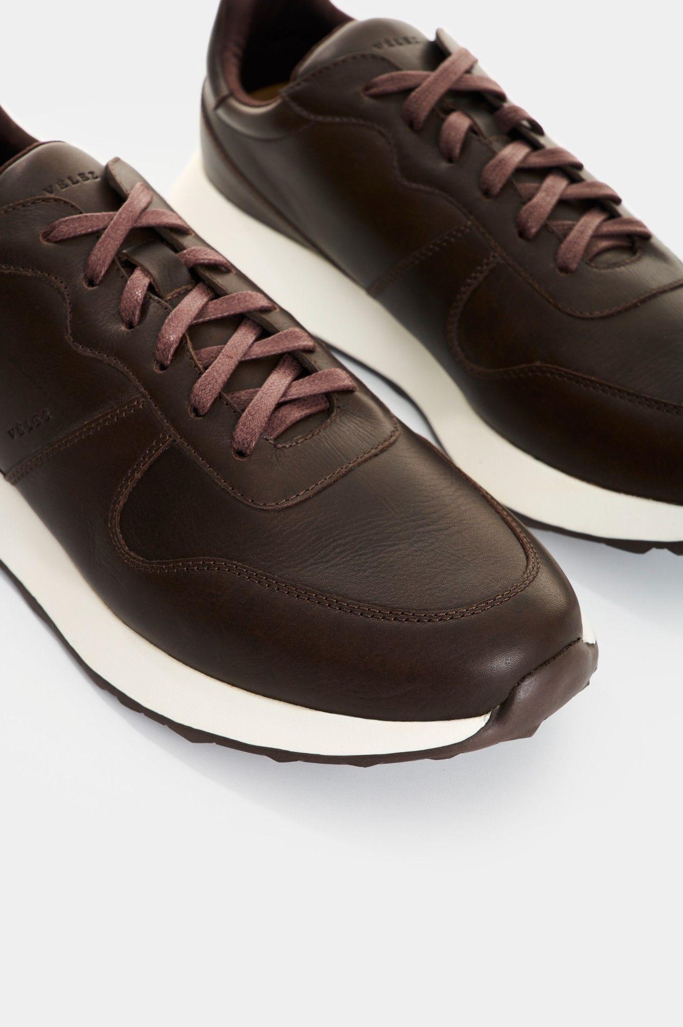 Vélez Zapatilla Tenis Cuero Hombre Cooper 5 Café-4