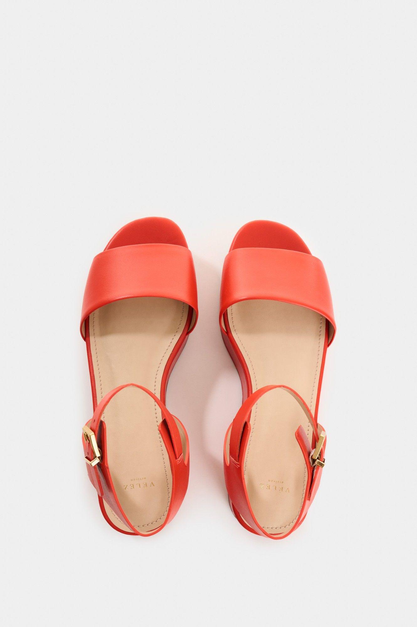 Vélez Sandalia Plataforma De Cuero Para Mujer Soren Rojo-3