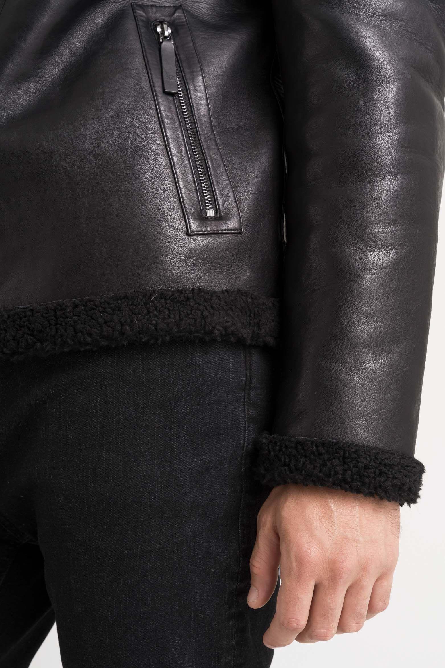 Vélez Casaca Atrani De Cuero Hombre Semi Ajustada Negro-4