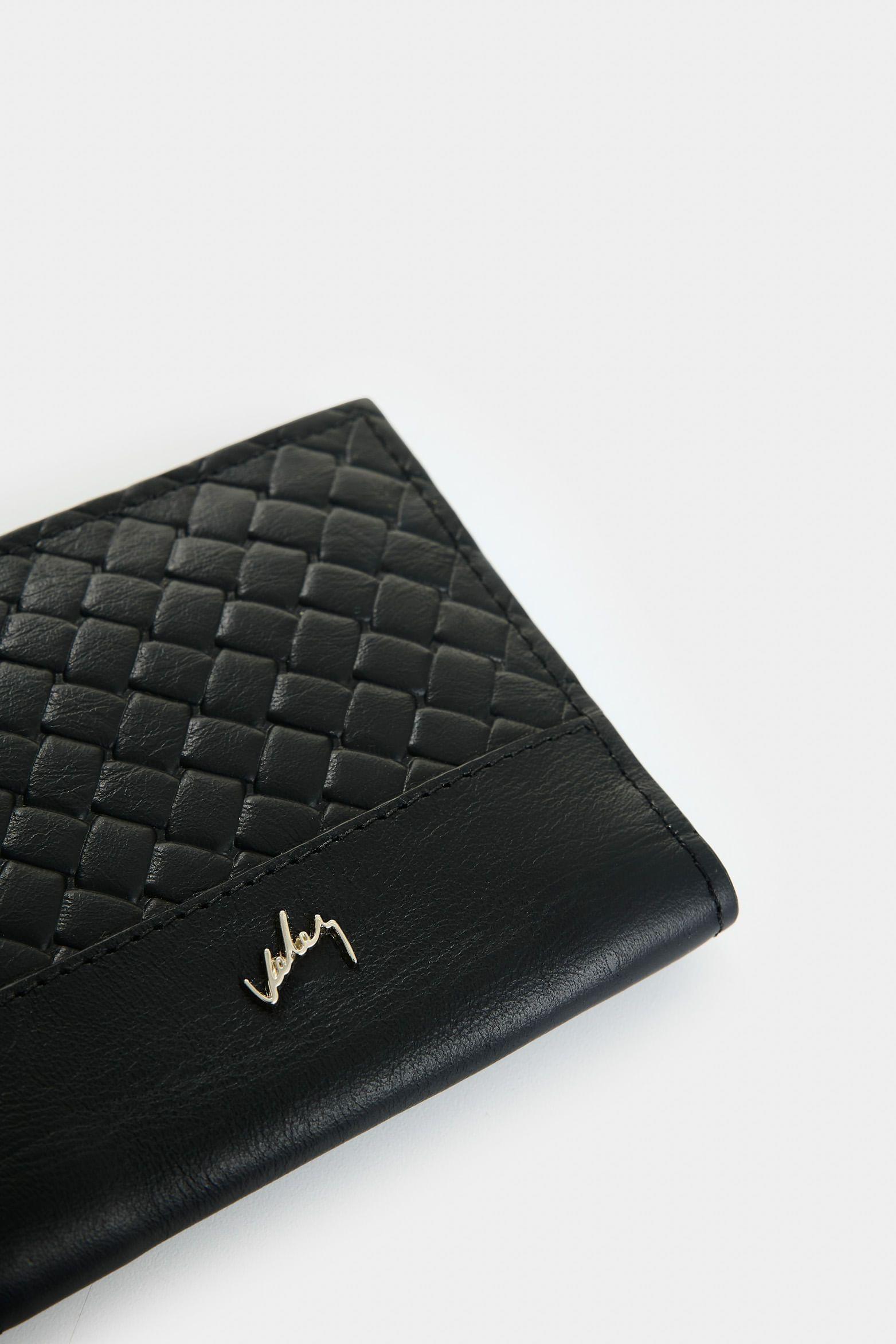 Vélez Billetera De Cuero Grabado Para Mujer Hazen Negro-3