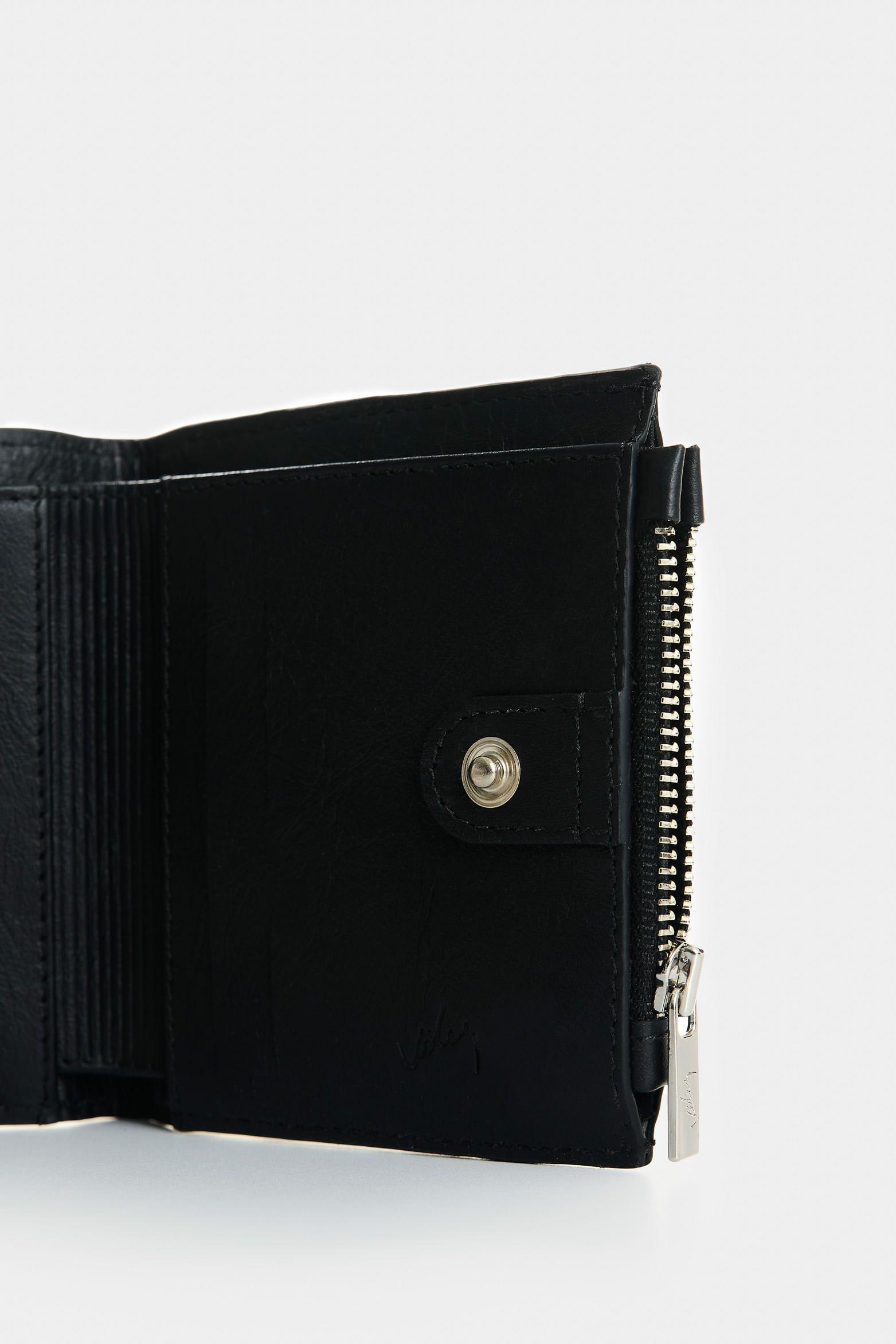 Vélez Billetera De Cuero Grabado Para Mujer Hazen Negro-4