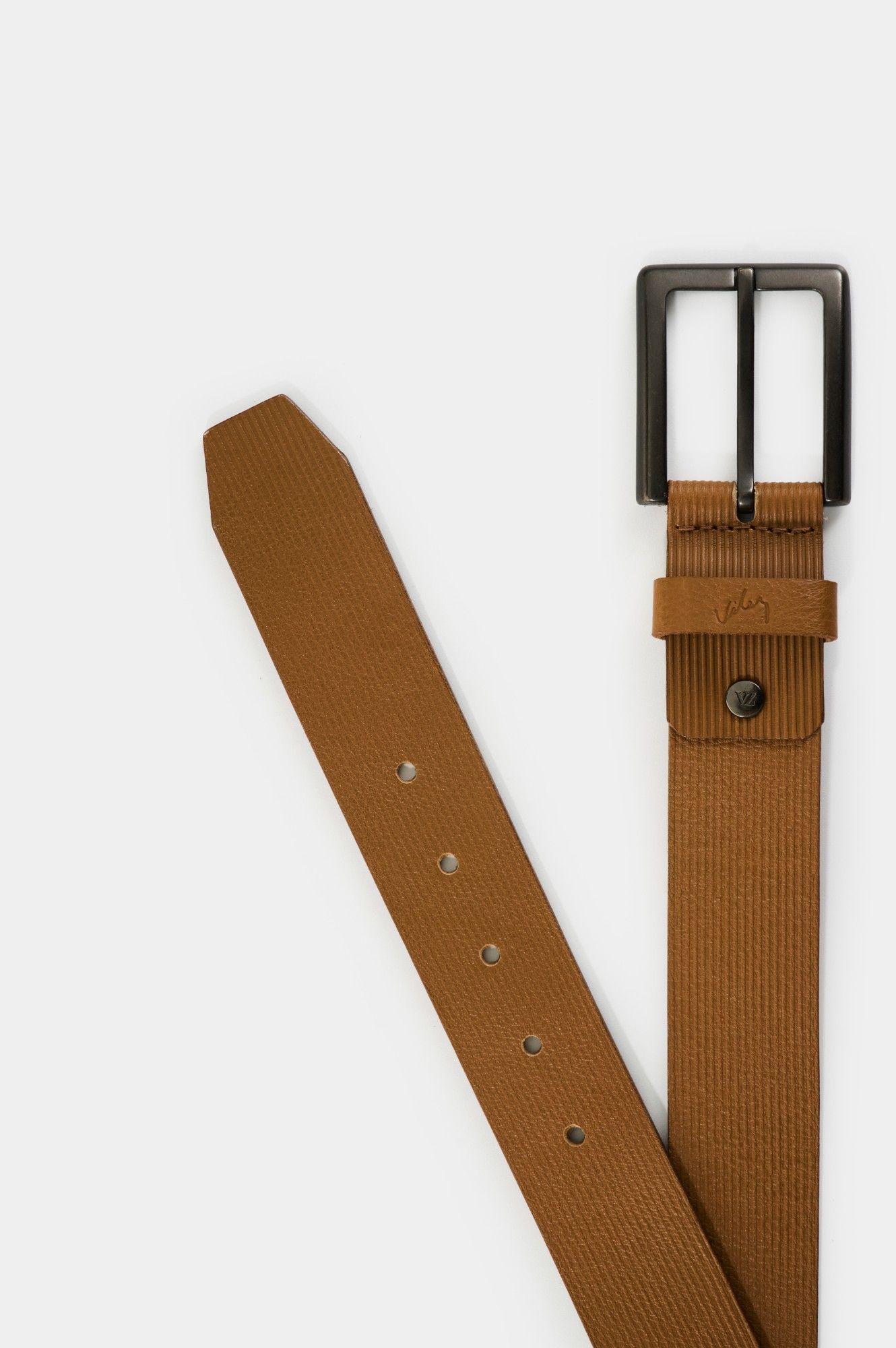 Vélez Cinturón Unifaz Vértice Cuero Hombre Diseño Rayas Miel-2