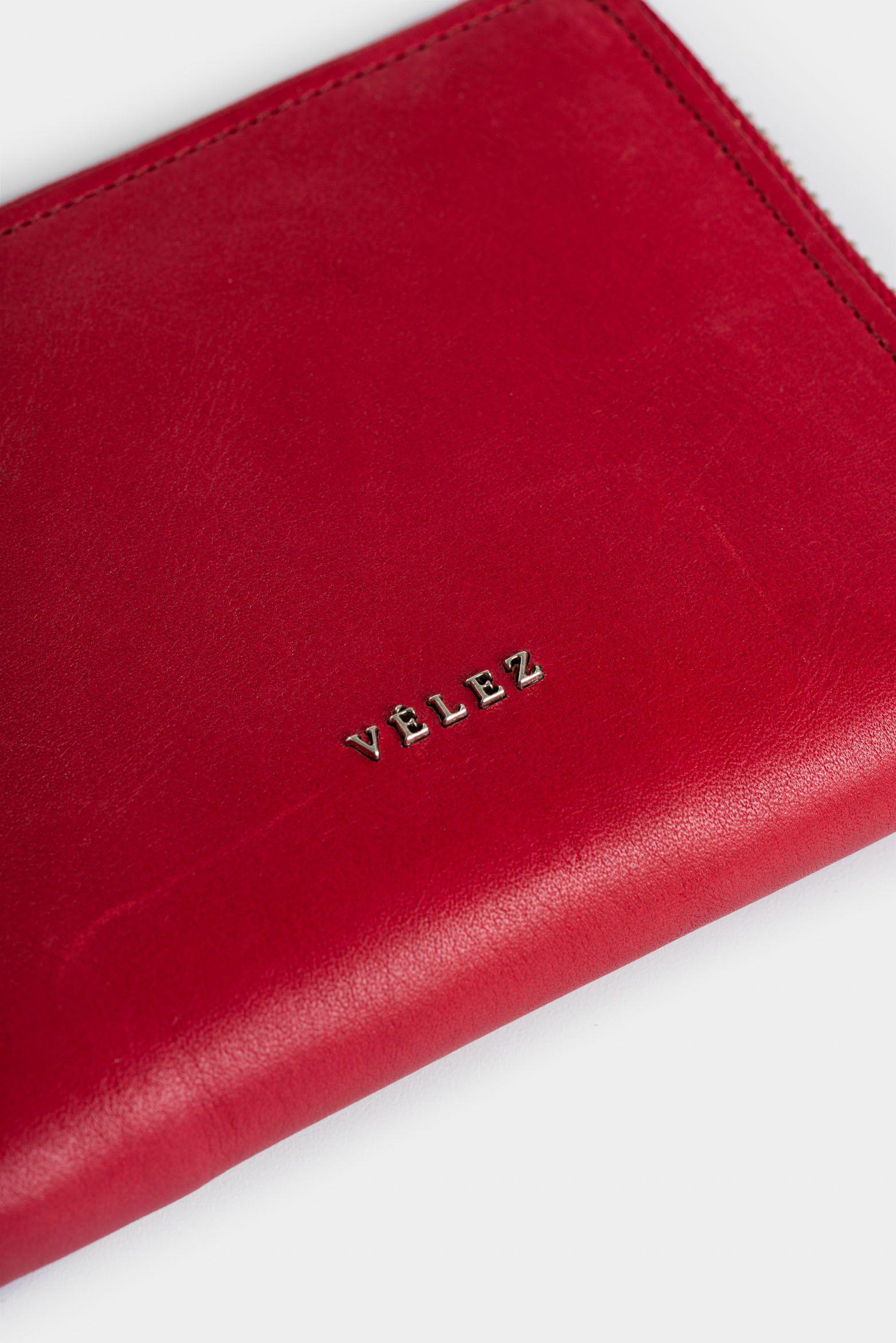 Vélez Billetera Grecia De Cuero  Mujer Con Cremallera Rojo-3