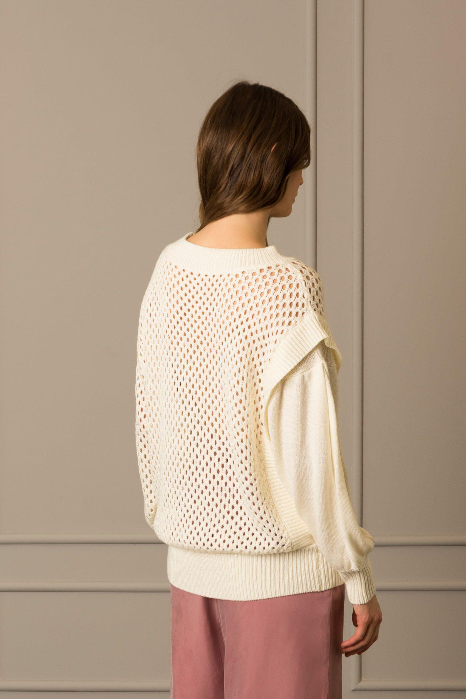 Vélez Sweater Cerrado En Malla Para Mujer Ciruela Crema-1