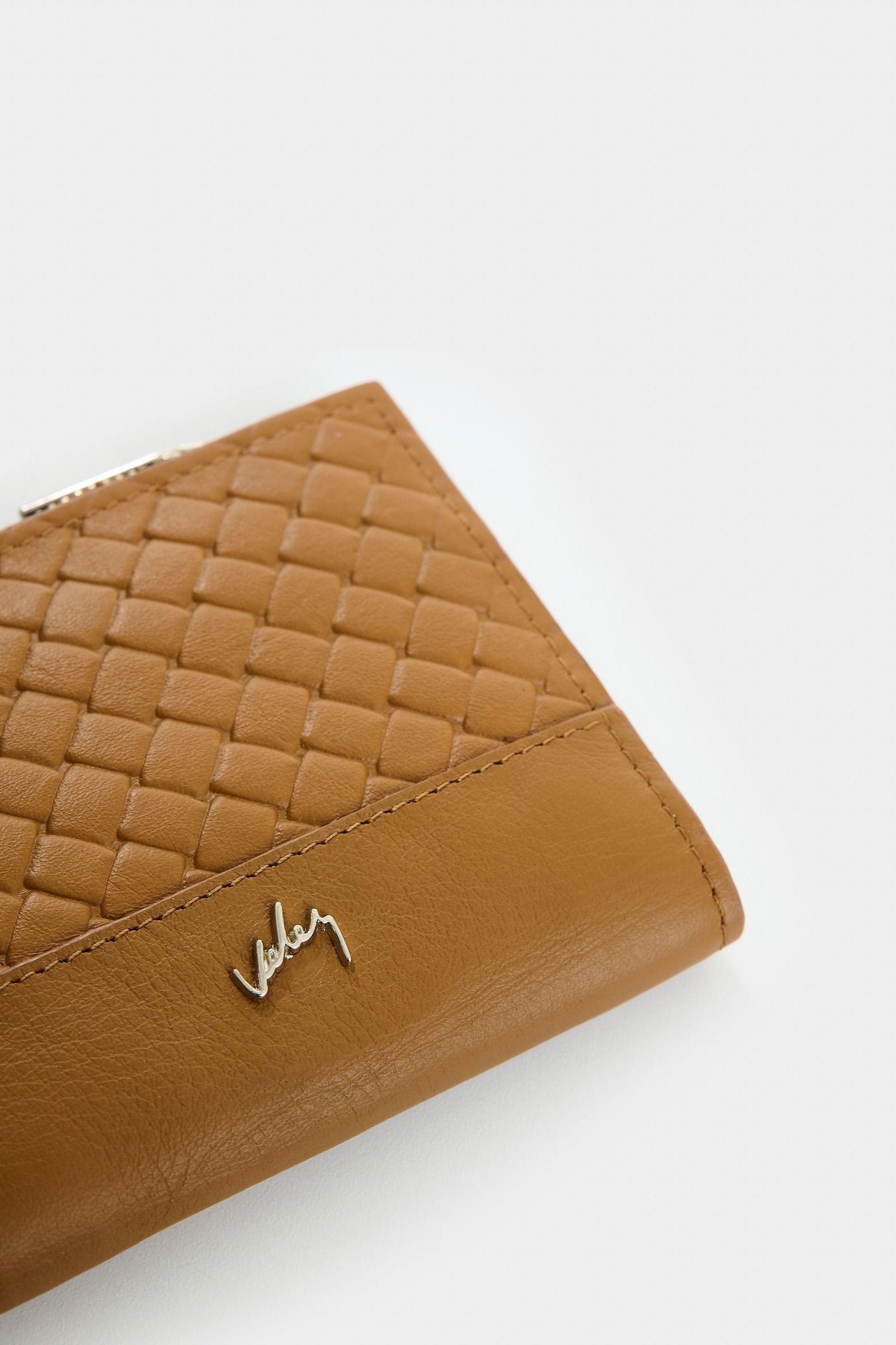 Vélez Billetera De Cuero Grabado Para Mujer Hazen Miel-3