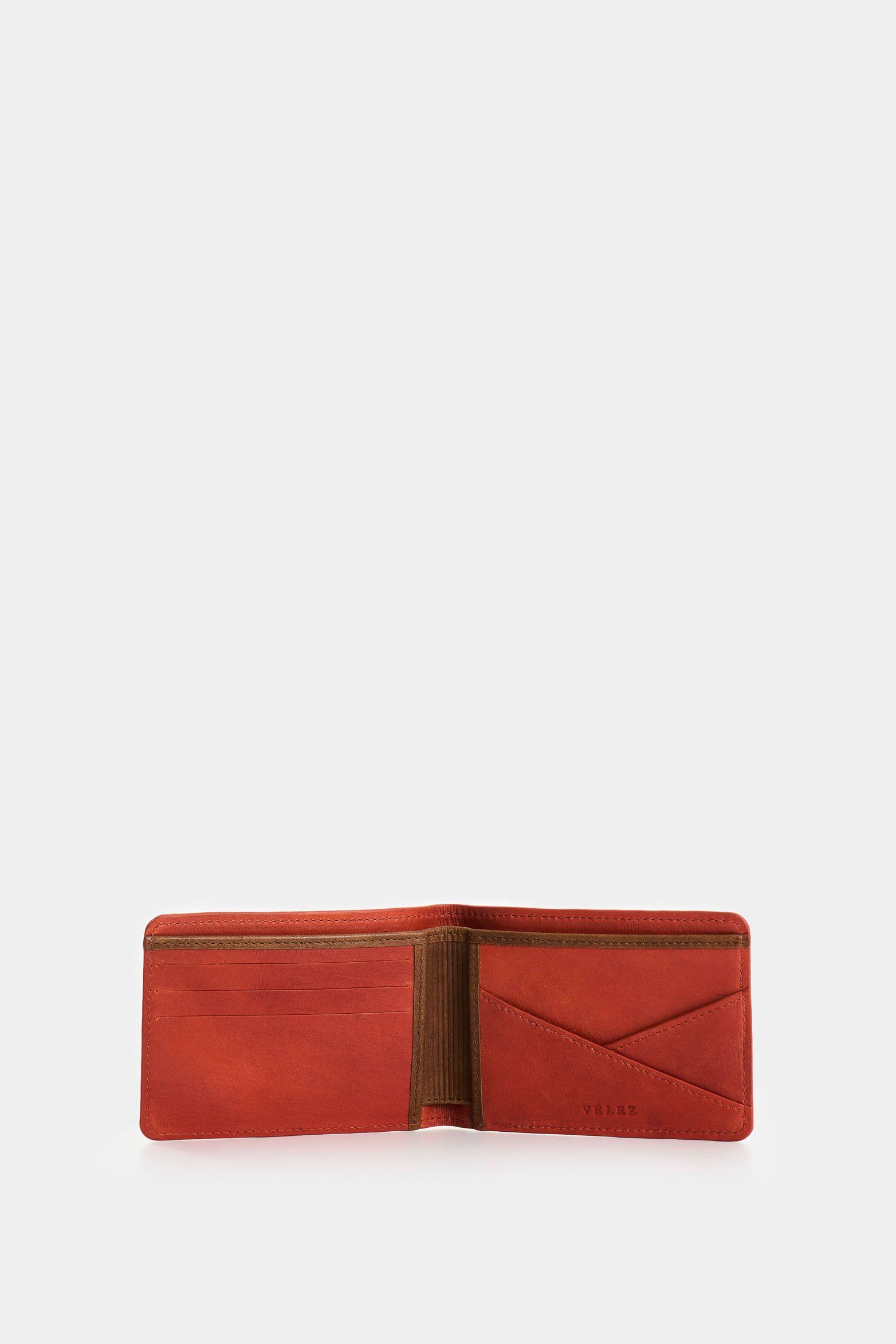 Vélez Billetera Oasis Cuero Hombre Detalle Contraste Naranja-1