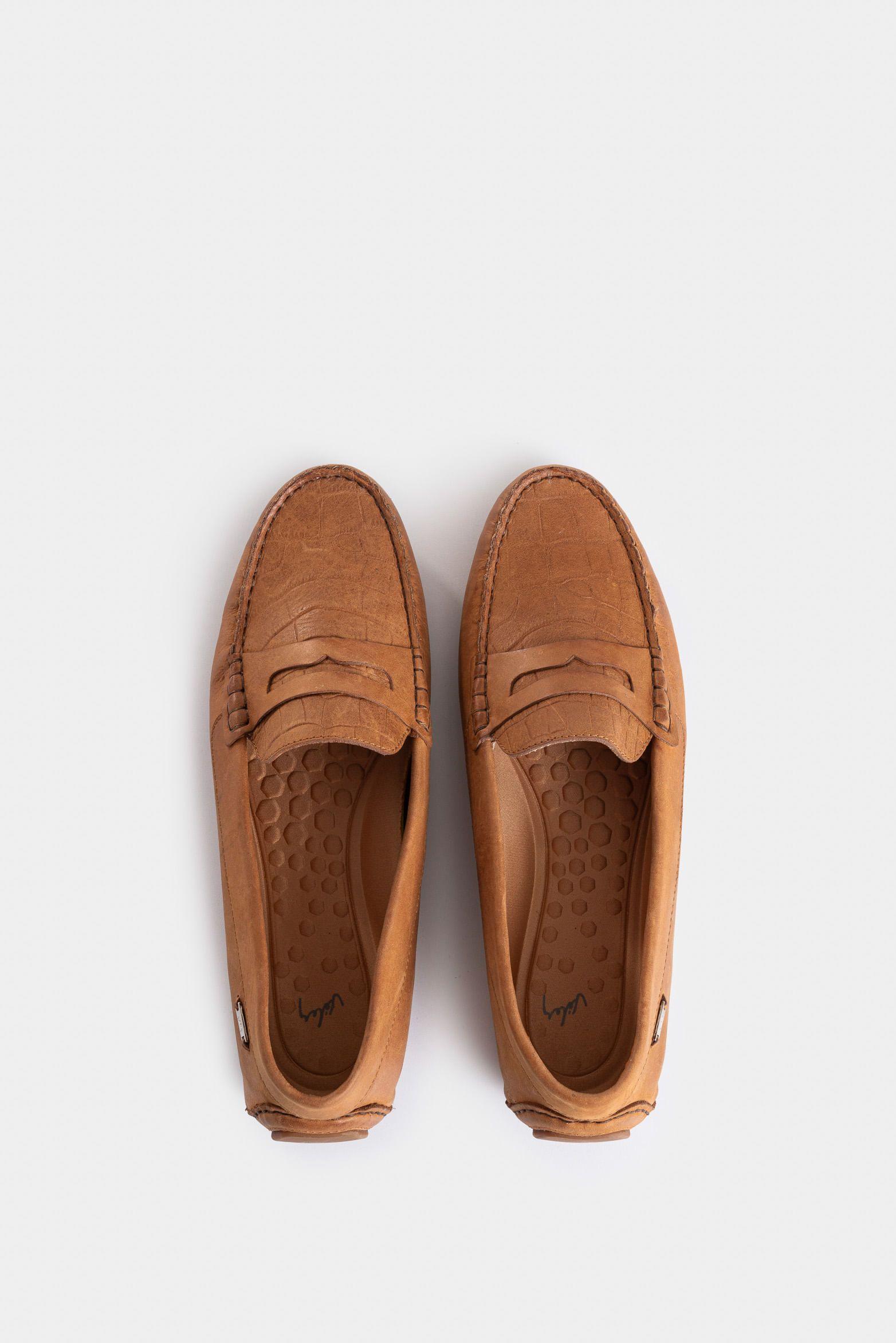 Vélez Mocasines Manchester De Cuero Para Mujer Grabado Miel-3