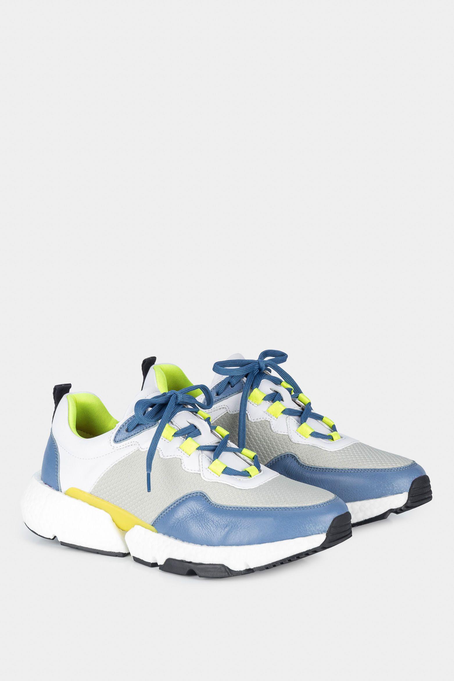 Vélez Zapatillas Citrino Cuero y Neopreno Mujer Azul Claro-1