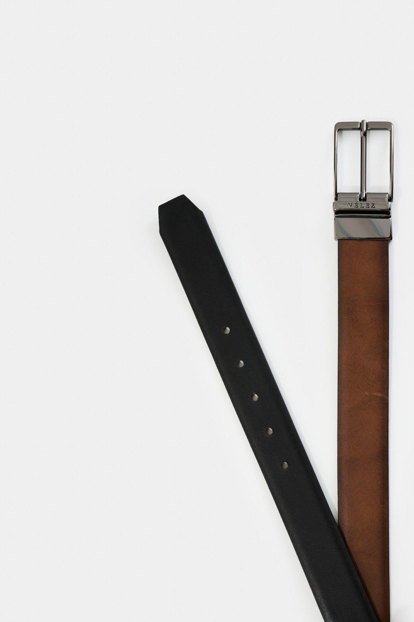 Vélez Cinturón Doble Faz Cuero Hombre Nila Miel-2