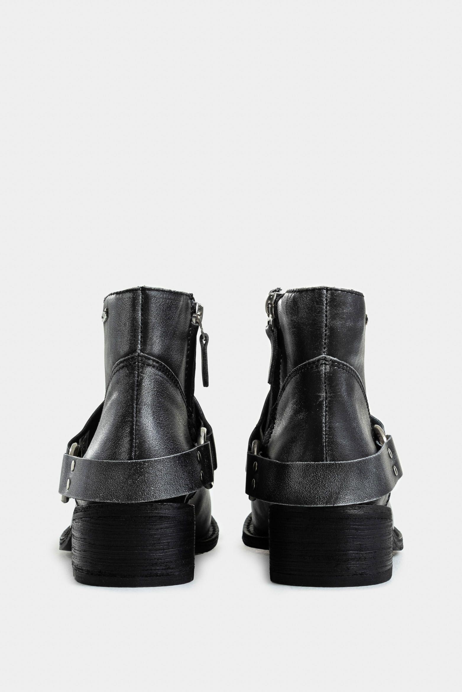 Vélez Botines Texanos Azúcar Cuero Brush Off Para Mujer Gris-2