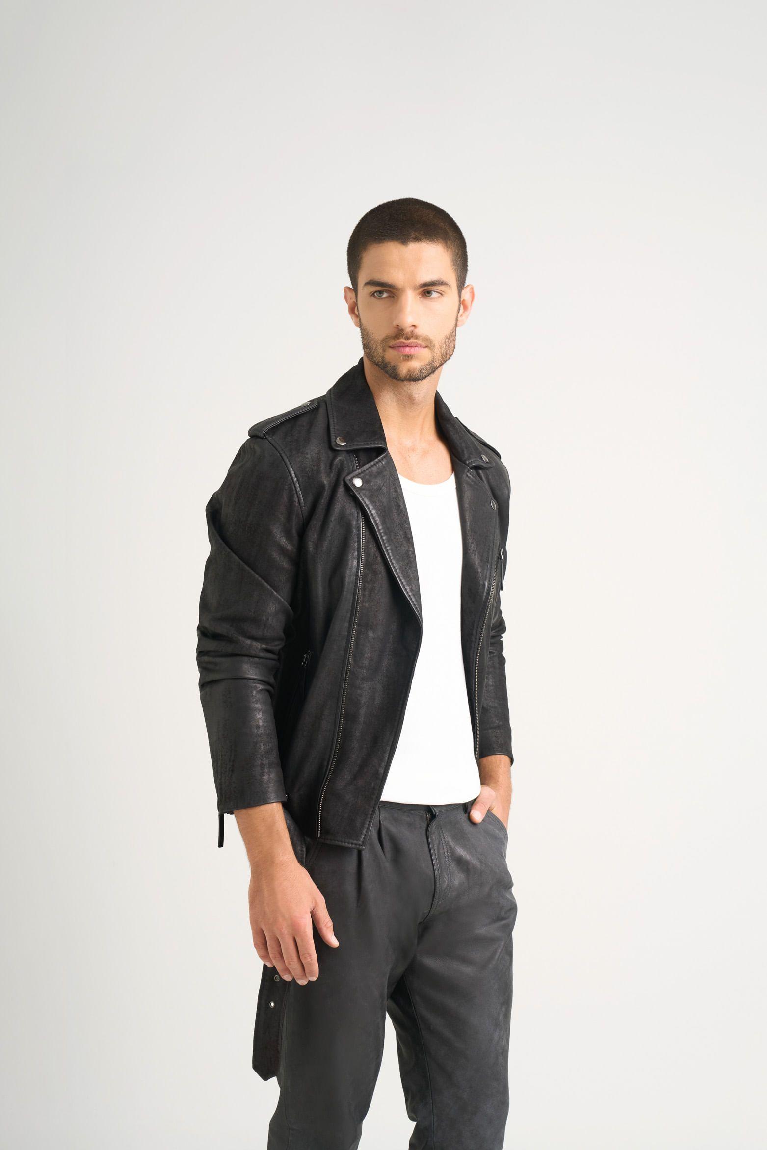 Vélez Chaqueta Alcor 2.0 Cuero Hombre Silueta Biker Negro-3