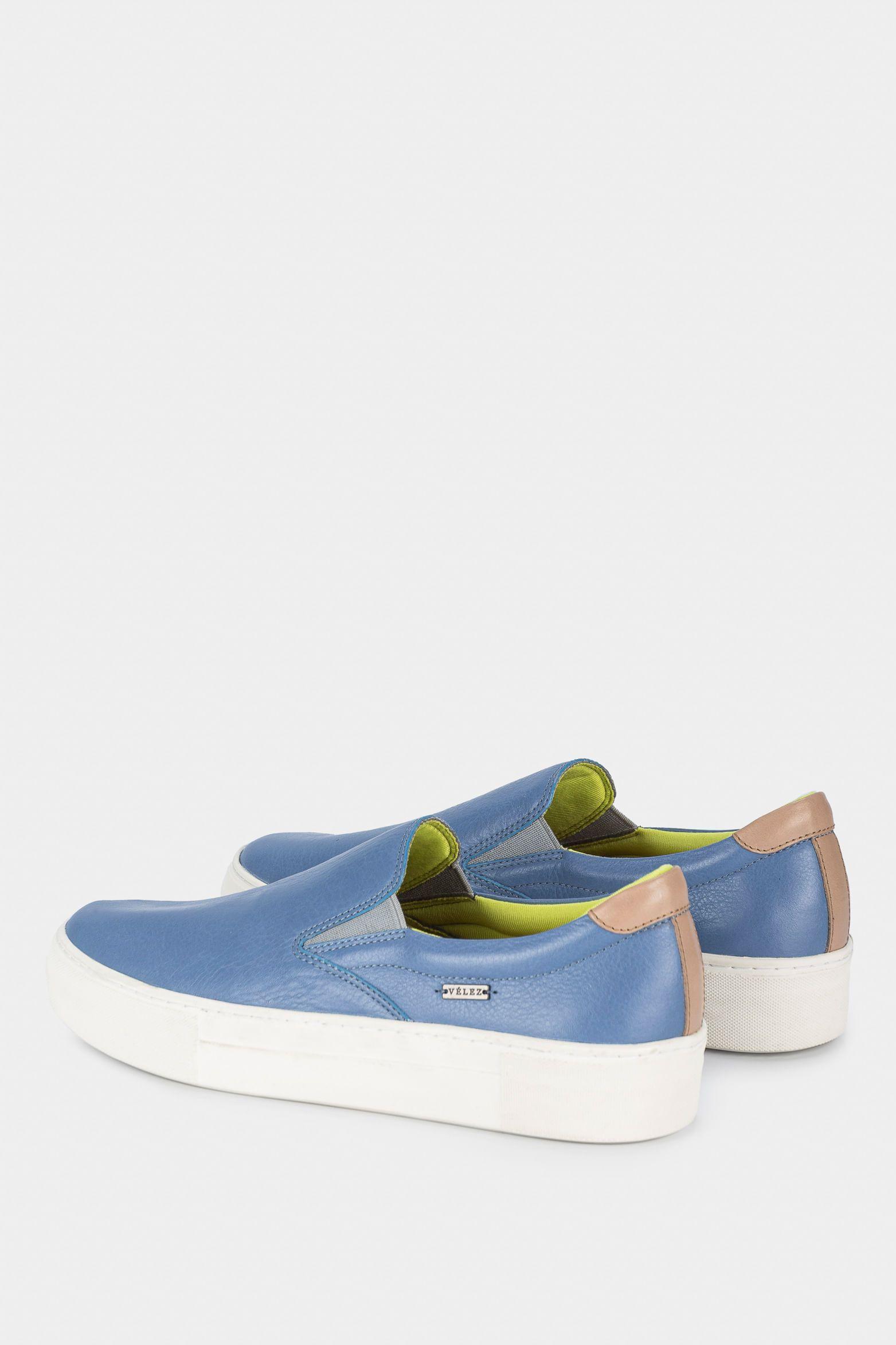 Vélez Mocasín portivos Saturno Cuero Mujer Azul Claro-2