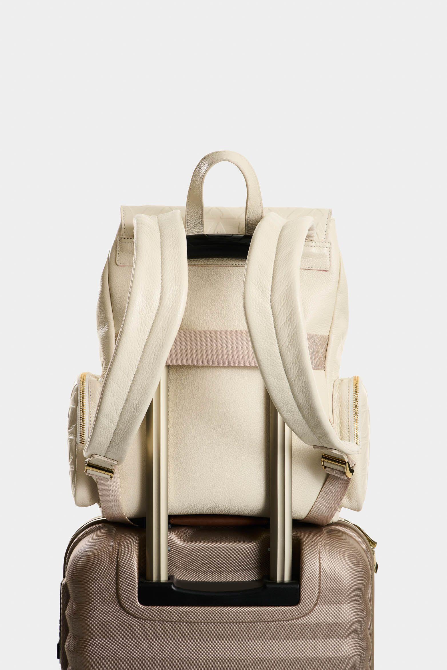 Vélez Mochila Silene De Cuero Para Mujer Monogram Blanco-2