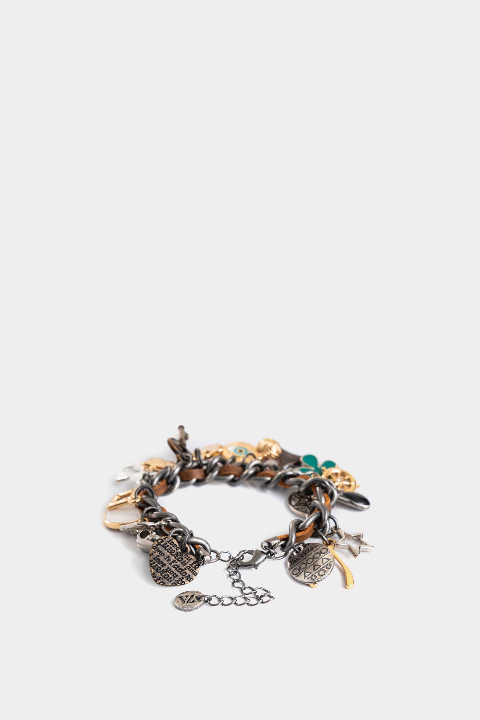 Pulsera de cuero símbolos místicos Miel-2