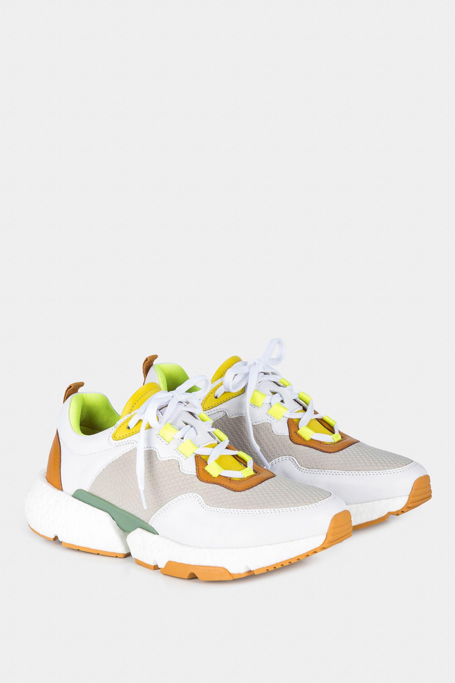 Vélez Zapatillas Citrino Cuero y Neopreno Para Mujer Blanco-1