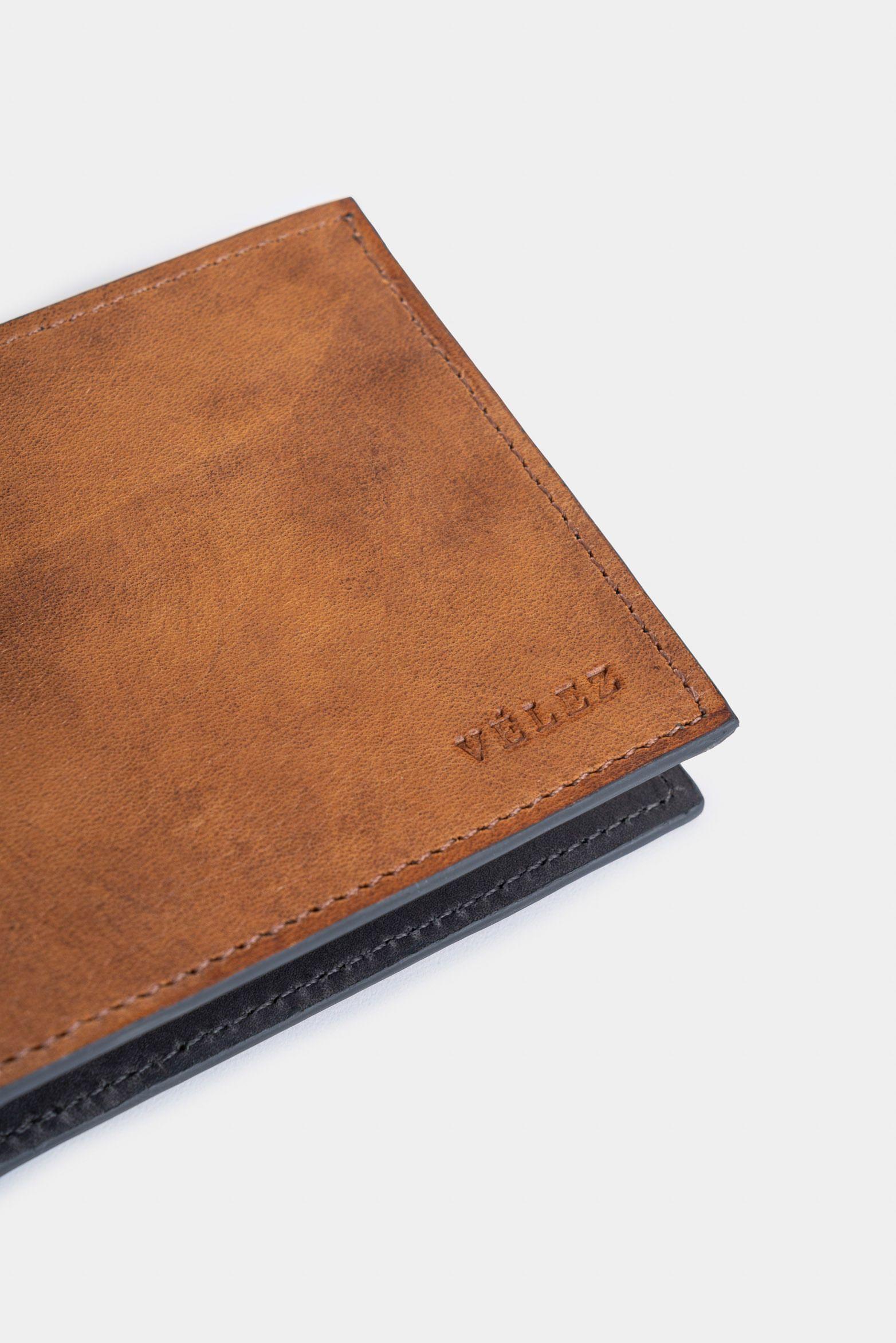 Billetera Sunlight de cuero para hombre contraste miel-3