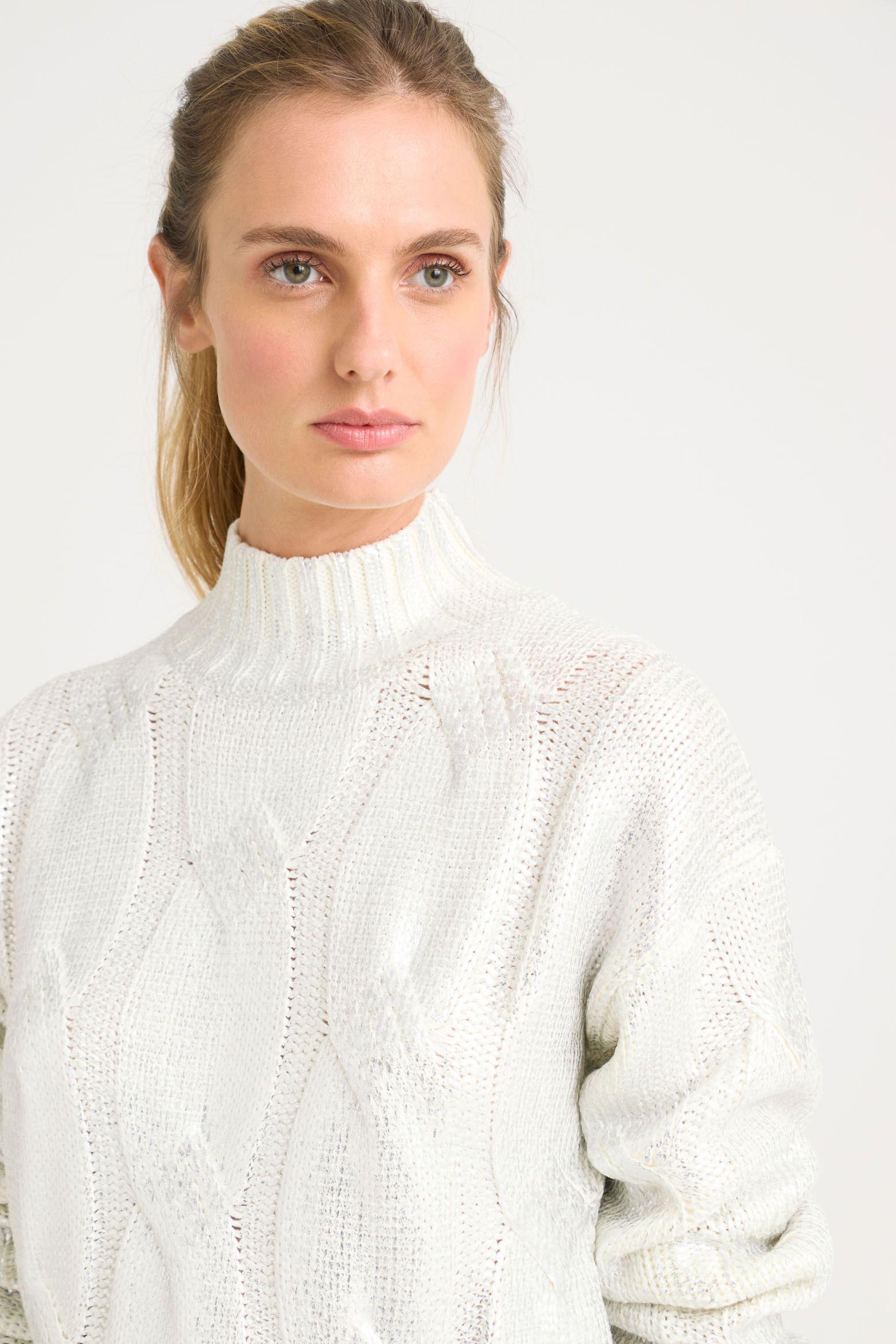 Vélez Sweater Rock Tejido Rectilíneo Mujer Metalizado Crema-2