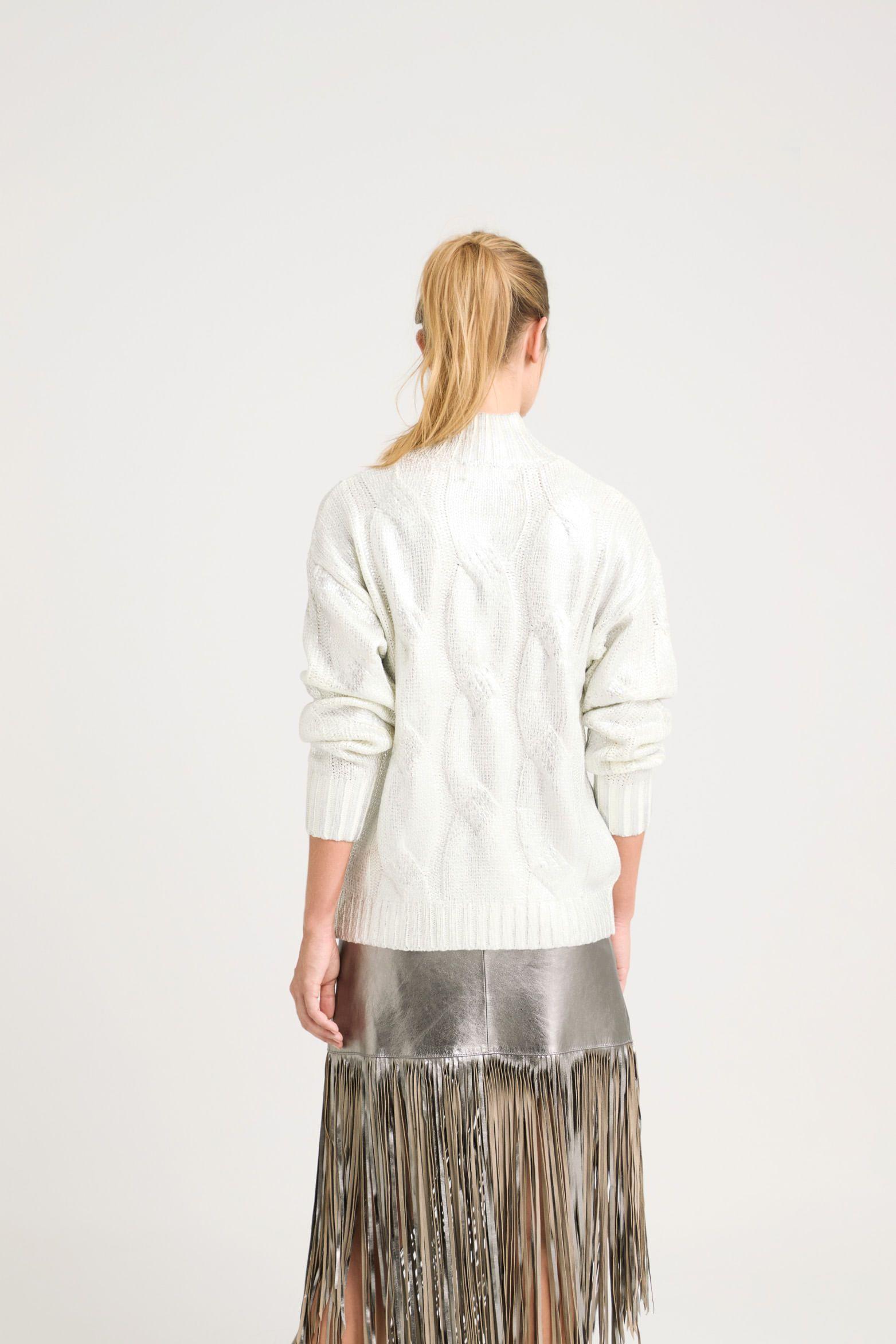 Vélez Sweater Rock Tejido Rectilíneo Mujer Metalizado Crema-5