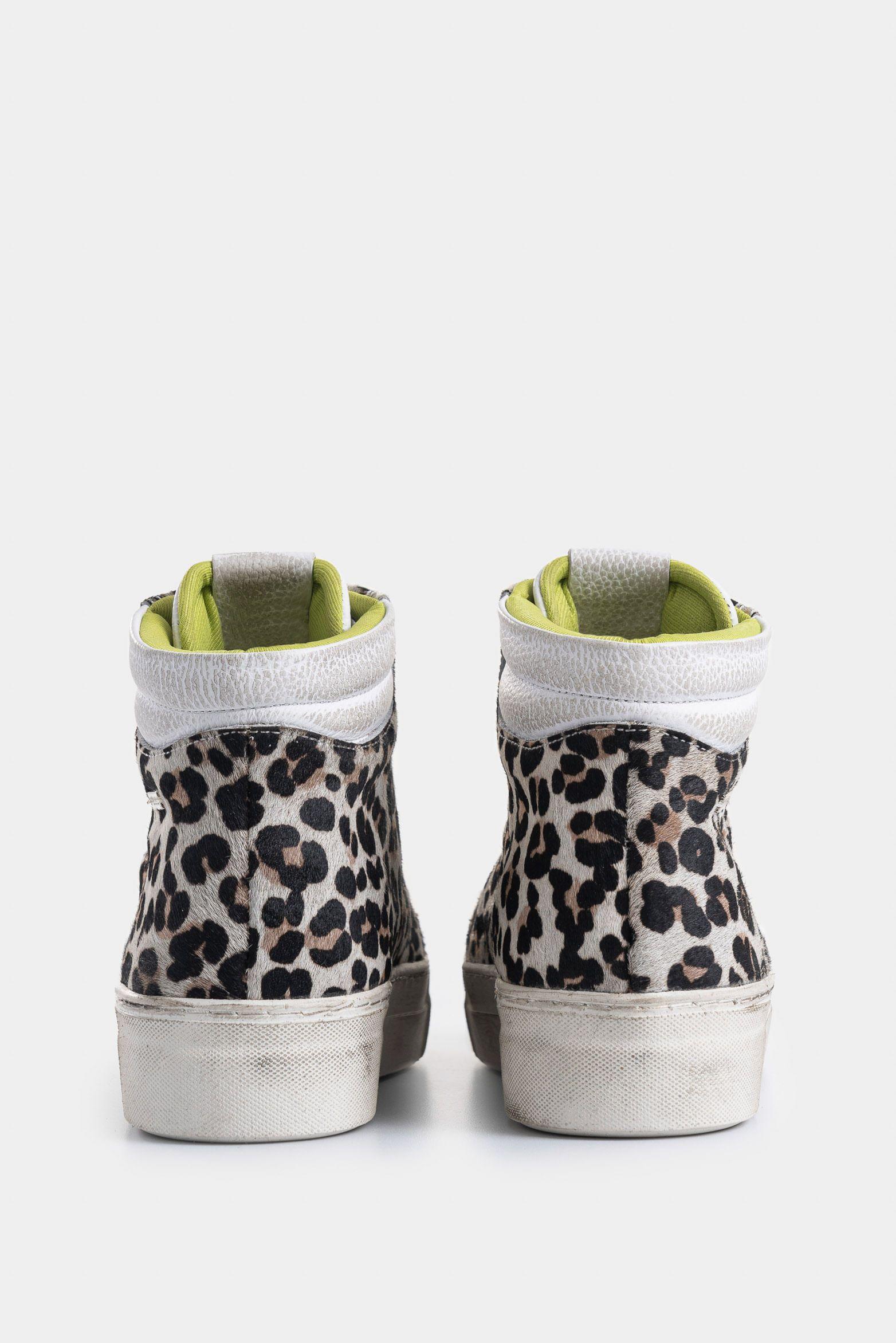 Vélez Zapatillas Alba De Cuero Para Mujer Animal Print Blanco-2