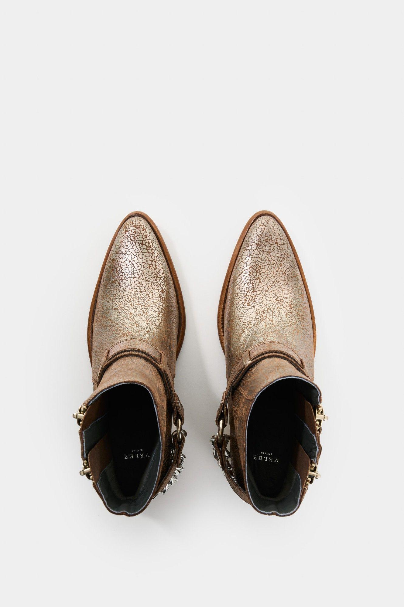 Vélez Botines Cuero Craquelado Mujer Marine Plata-3