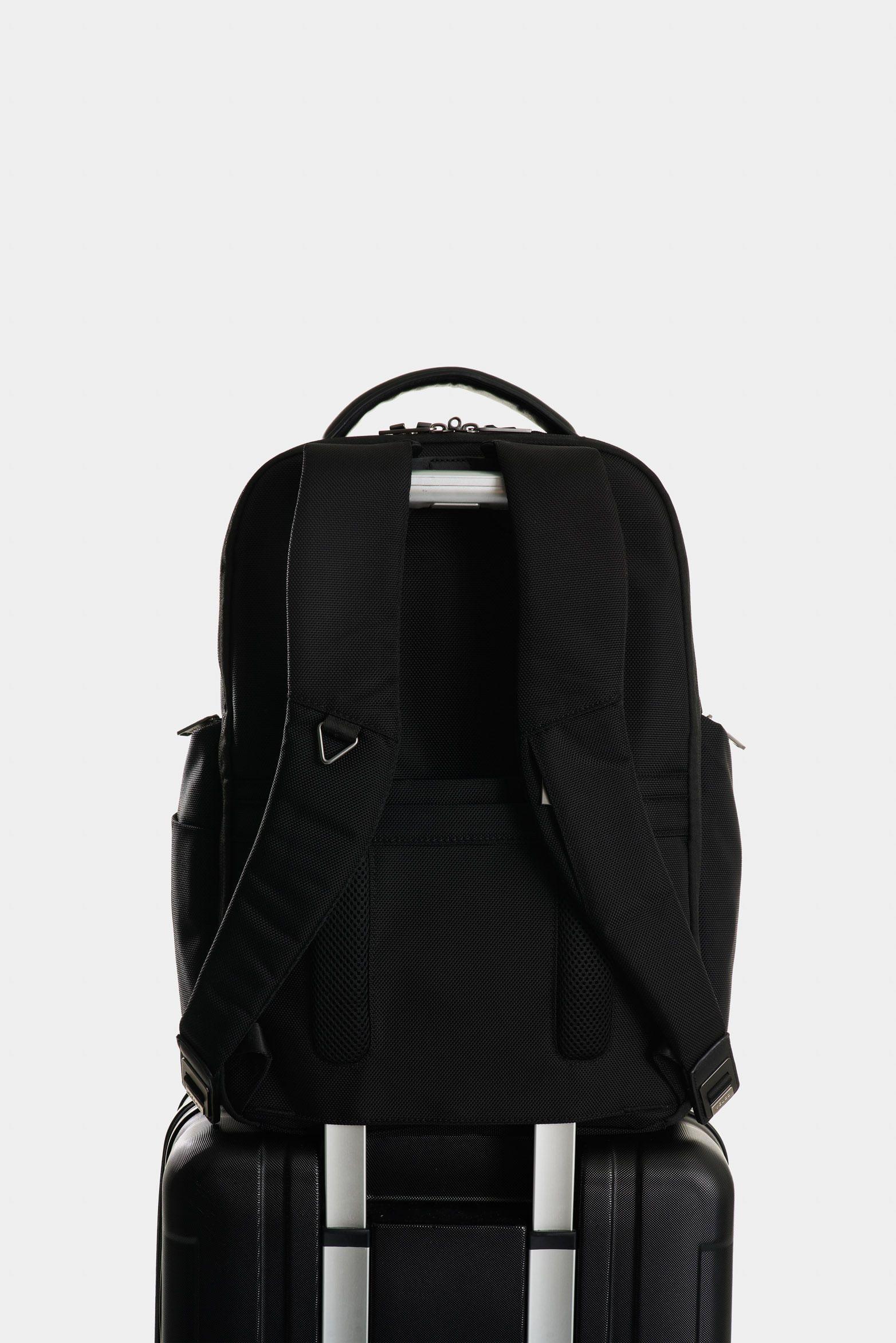 Vélez Mochila Security Lona Hombre Detalles En Cuero Negro-2