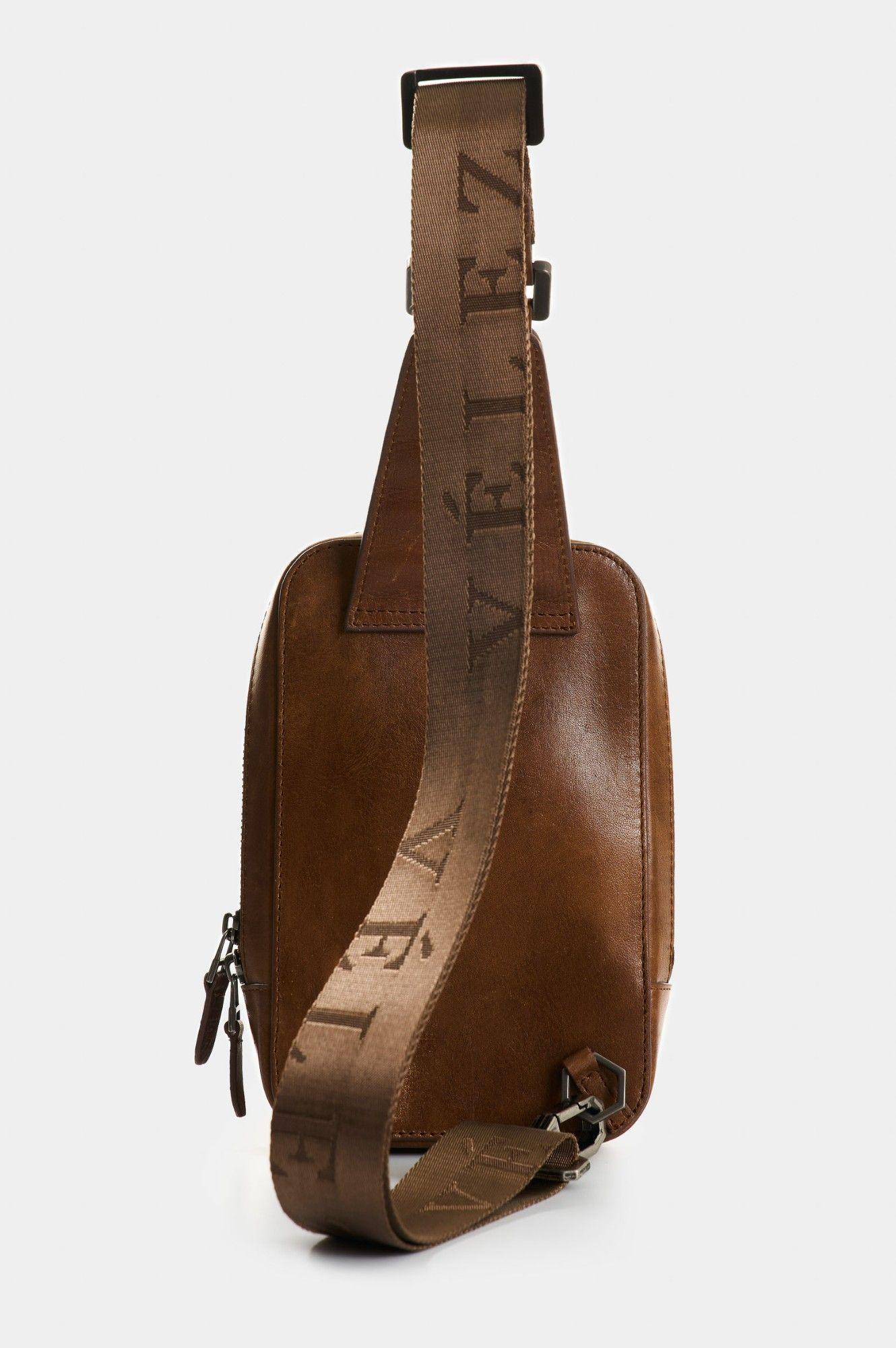 Vélez Bandolera Lyra Cuero Hombre Efecto Encerado Miel-2