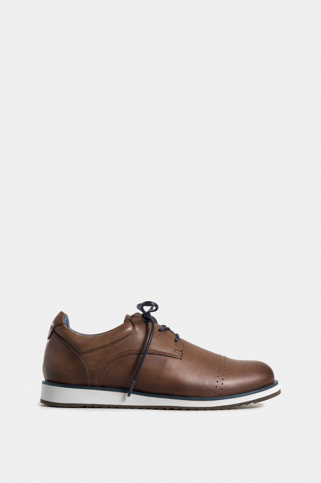 Vélez Zapatos Cordón Piero Cuero Hombre Suela Apariencia Deportiva Café-1