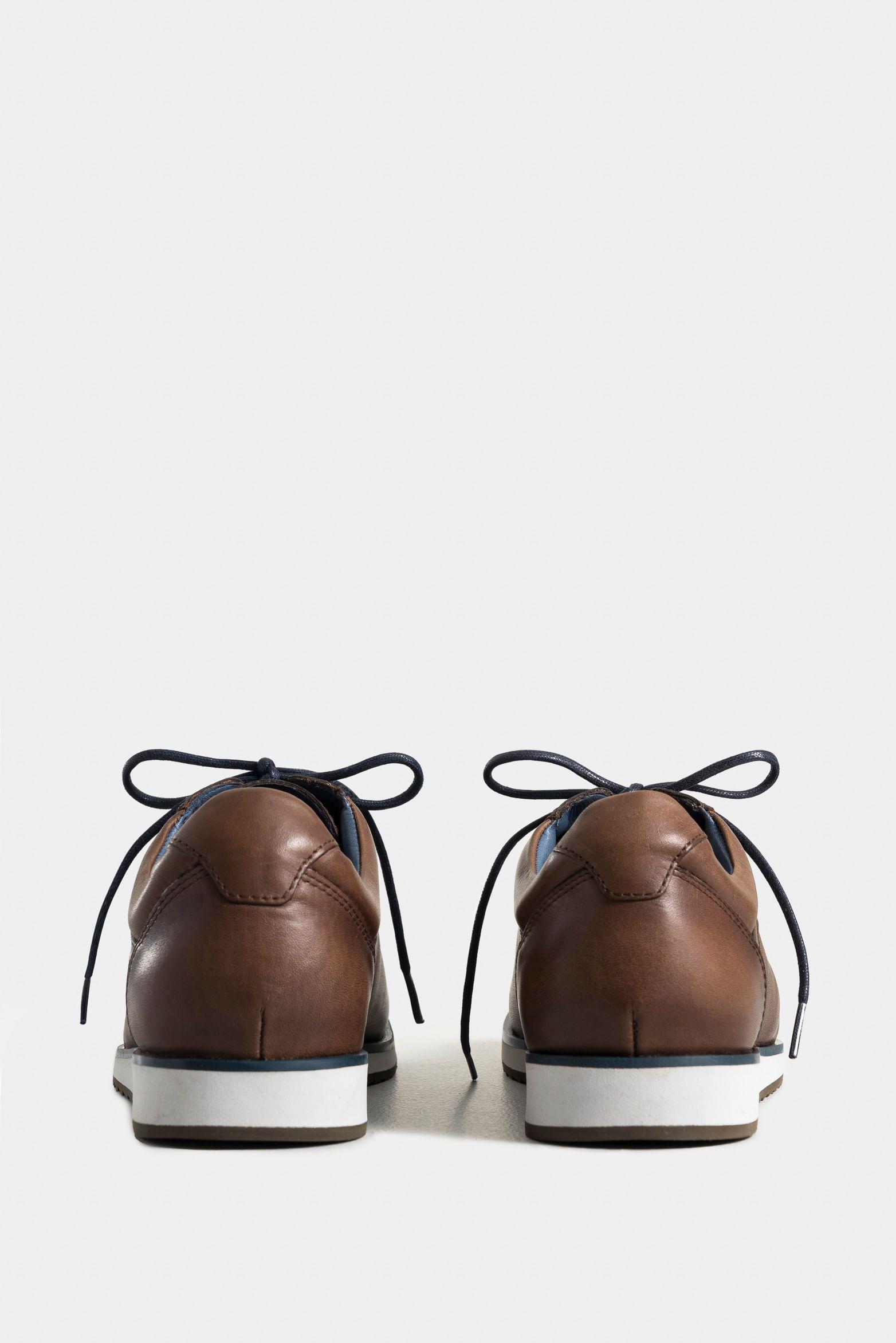 Vélez Zapatos Cordón Piero Cuero Hombre Suela Apariencia Deportiva Café-4