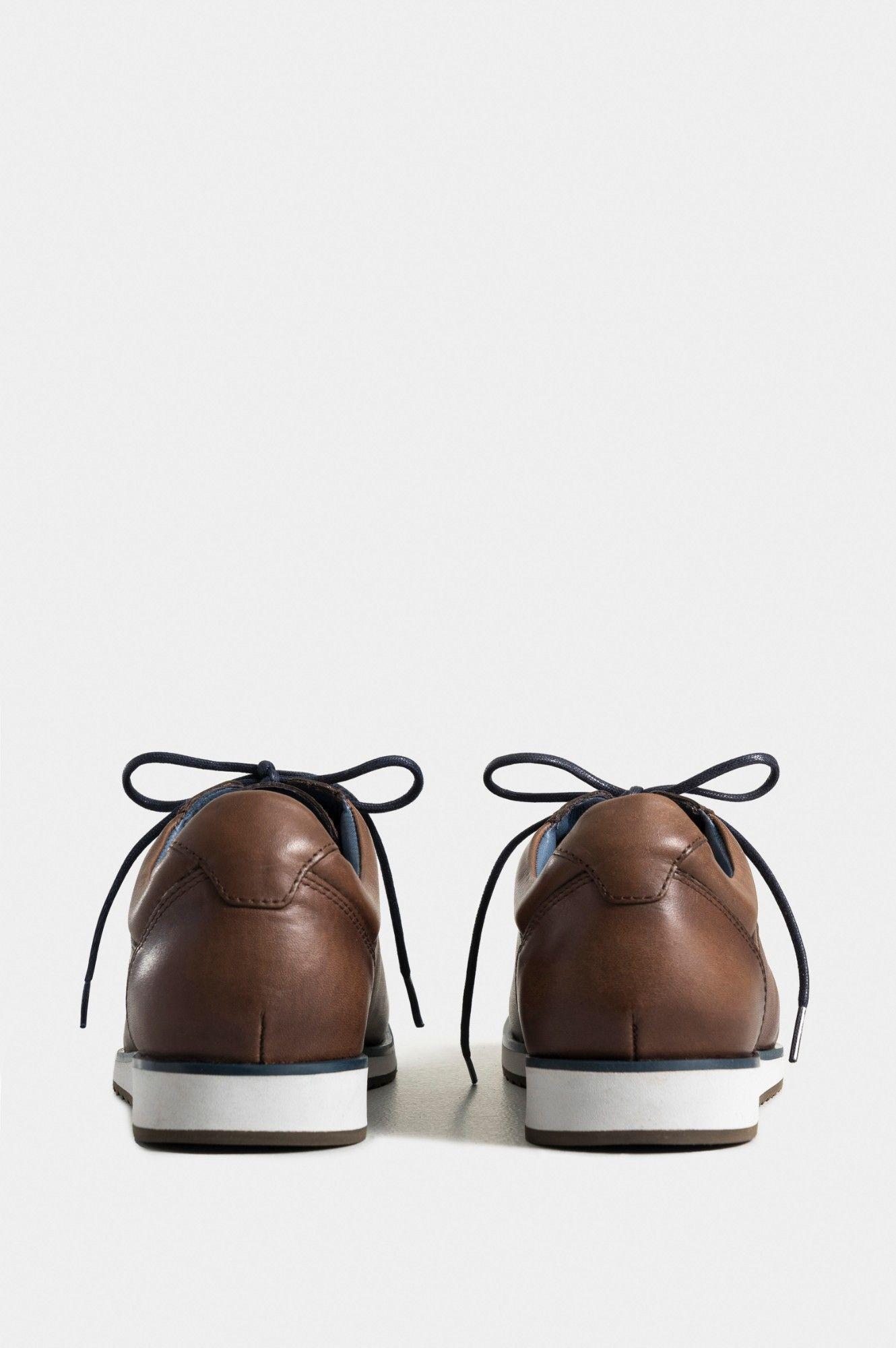 Vélez Zapatos Cordón Piero Cuero Hombre Suela Apariencia Deportiva Café-5