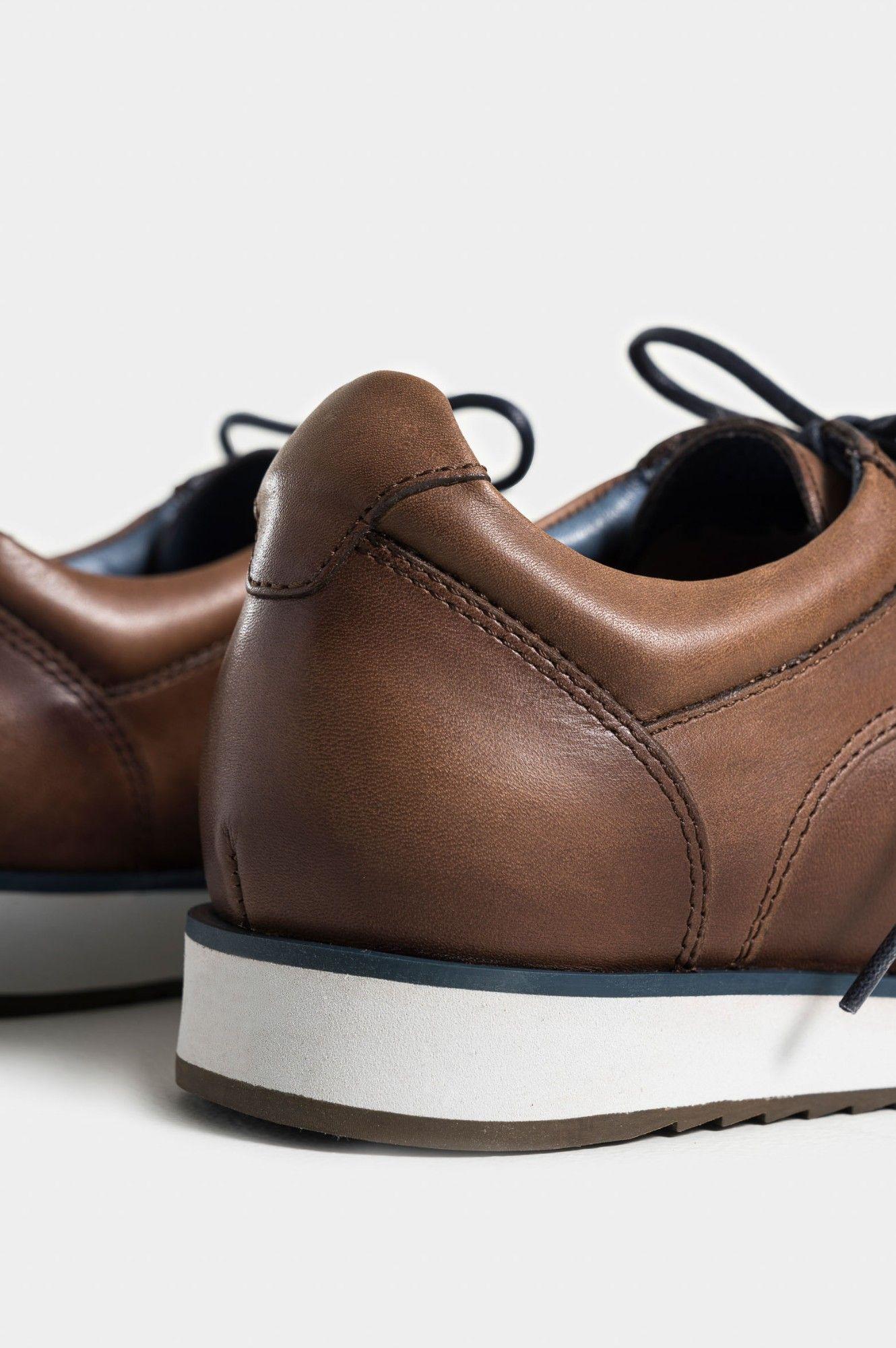 Vélez Zapatos Cordón Piero Cuero Hombre Suela Apariencia Deportiva Café-9