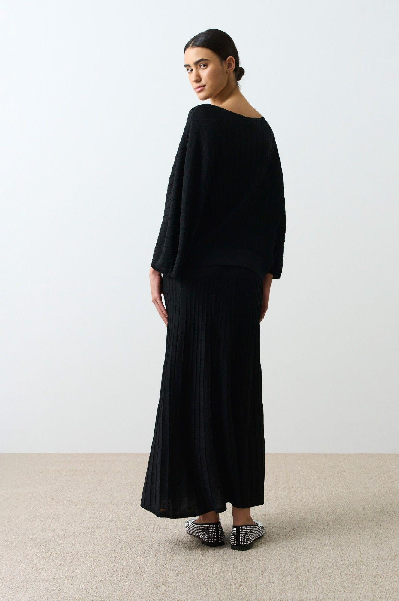 Vélez Falda Tejida Con Lúrex Mujer Nacarina Negro-2