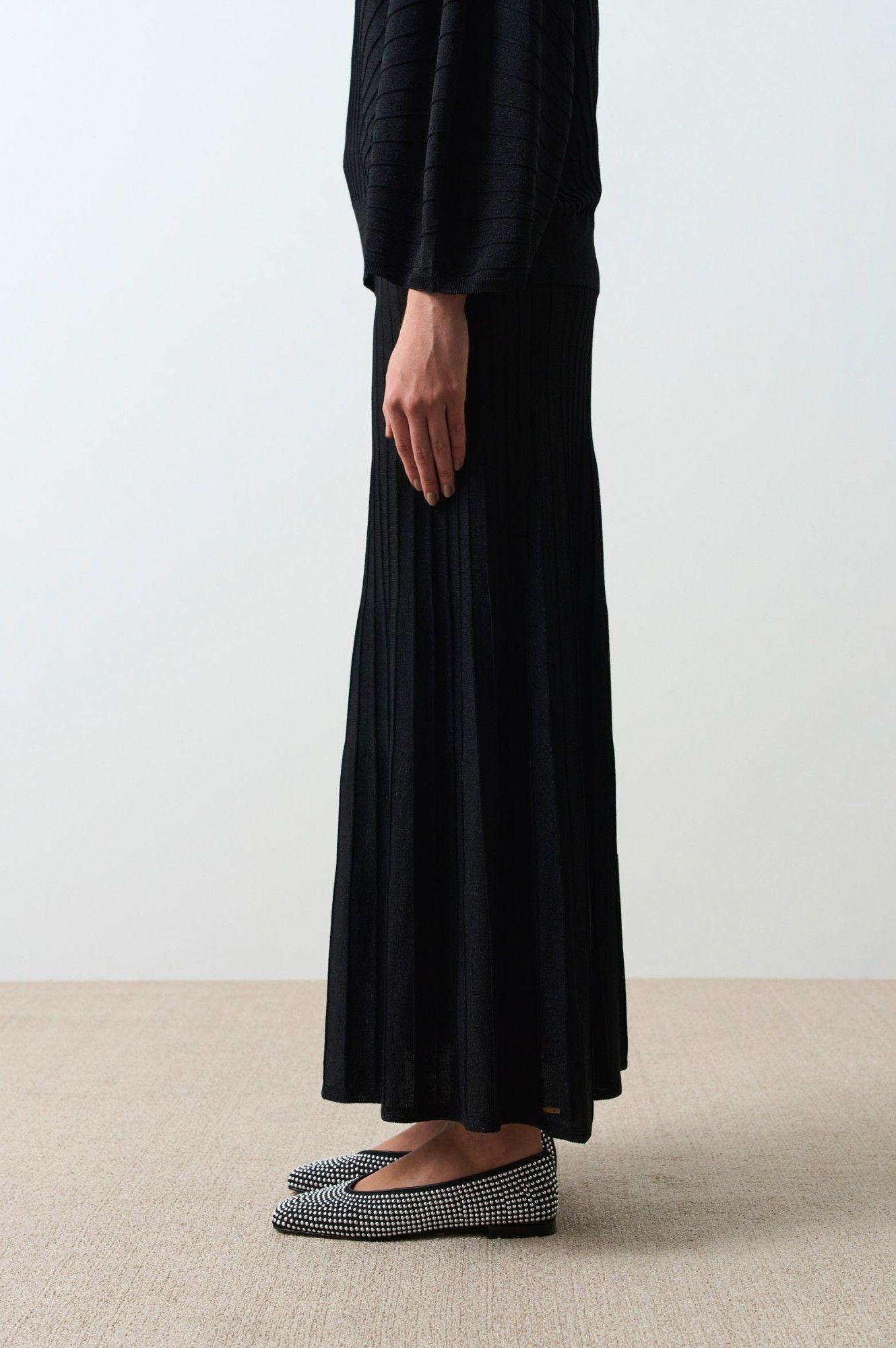 Vélez Falda Tejida Con Lúrex Mujer Nacarina Negro-3