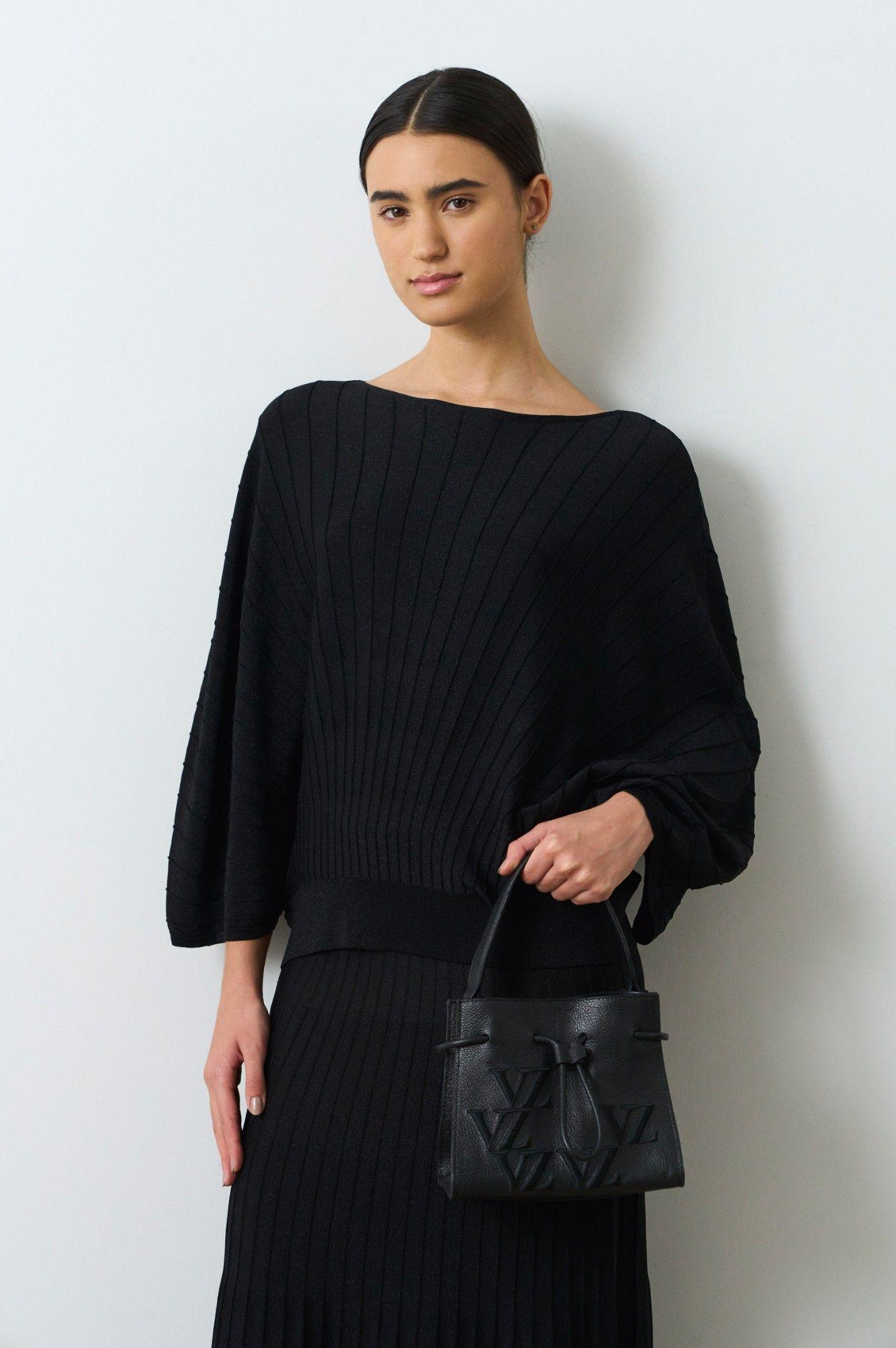 Vélez Falda Tejida Con Lúrex Mujer Nacarina Negro-4