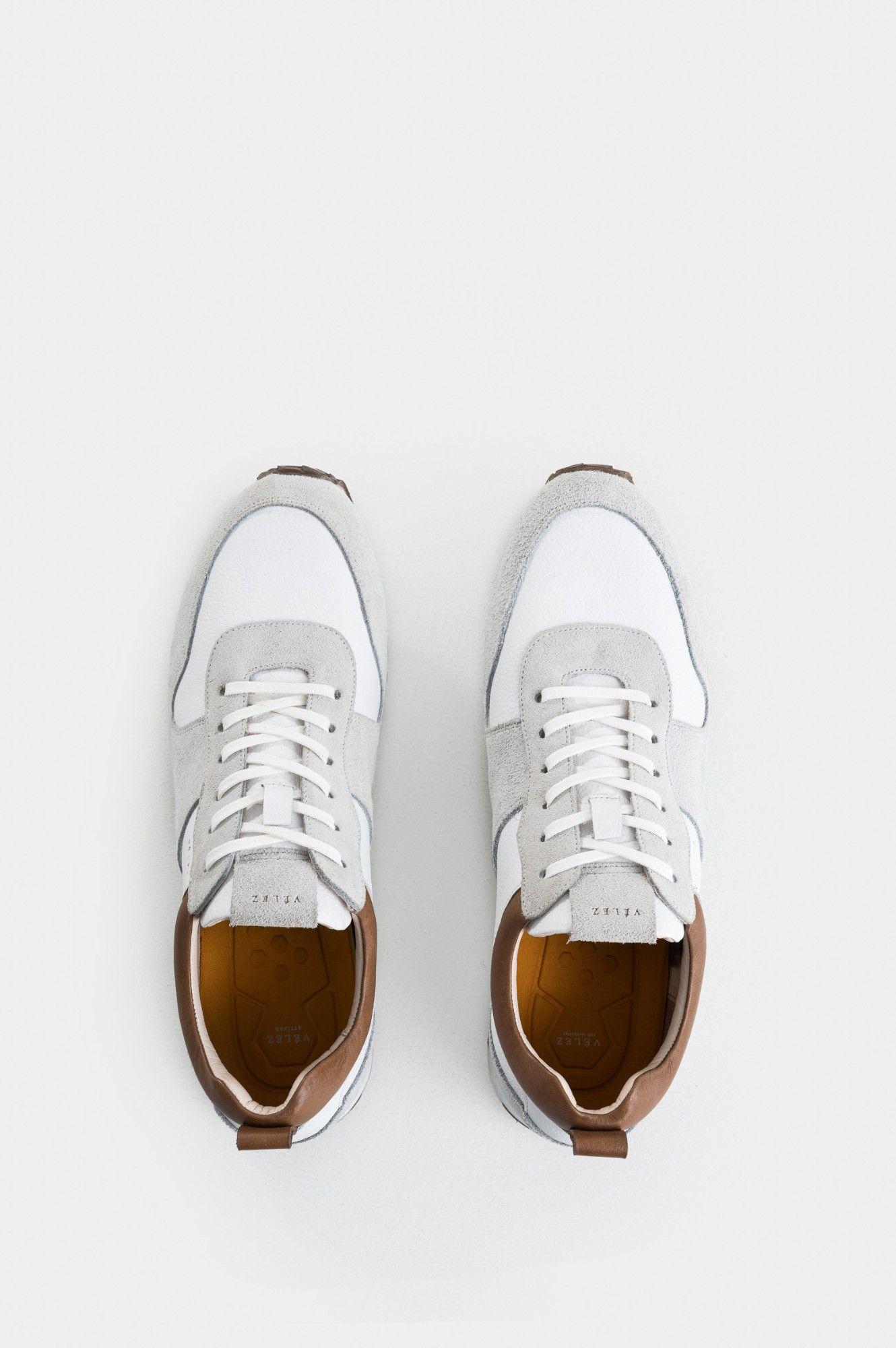 Vélez Zapatillas Coprino Cuero Liso Y Gamuzado Hombre Blanco-1