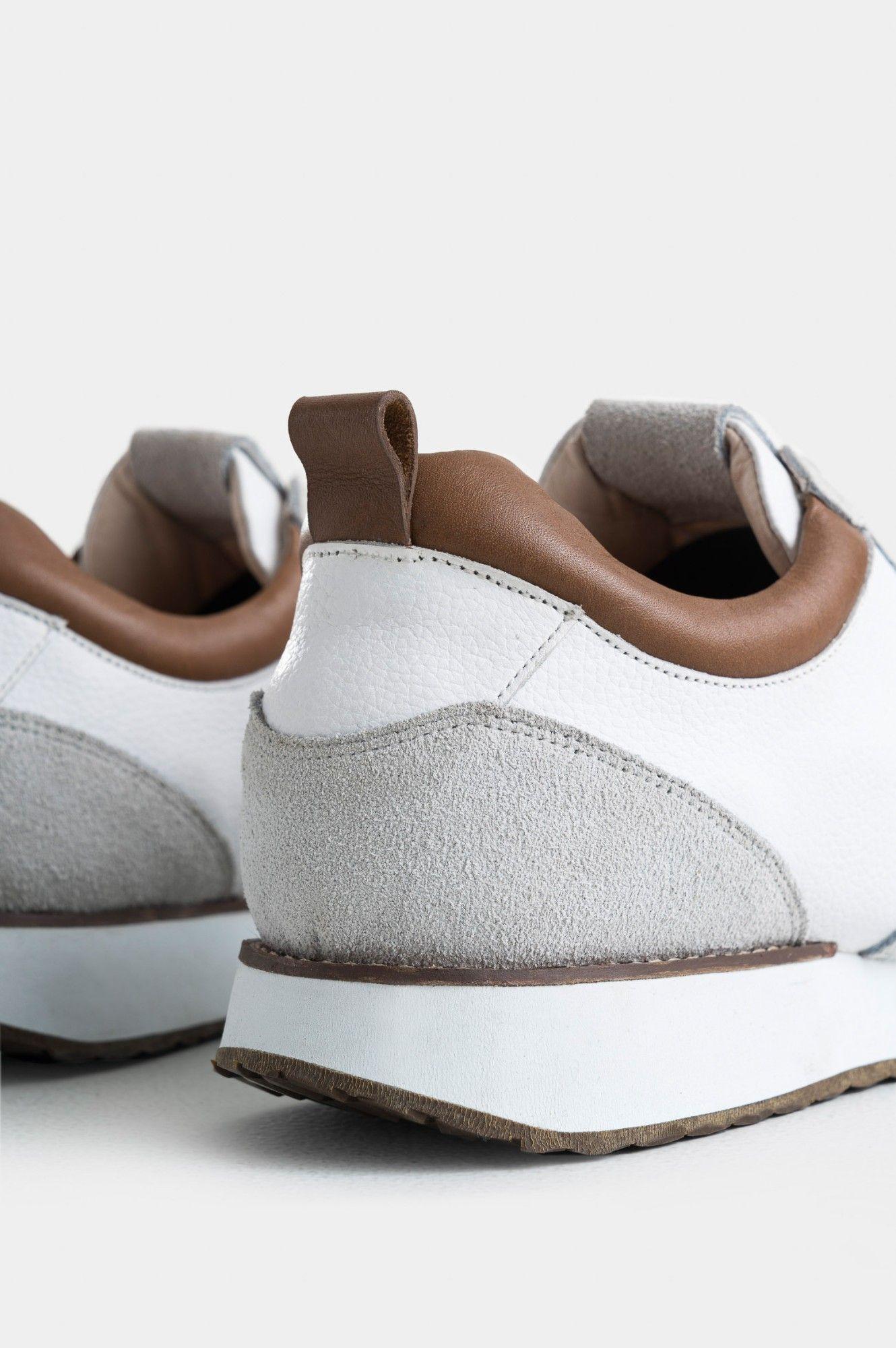 Vélez Zapatillas Coprino Cuero Liso Y Gamuzado Hombre Blanco-3