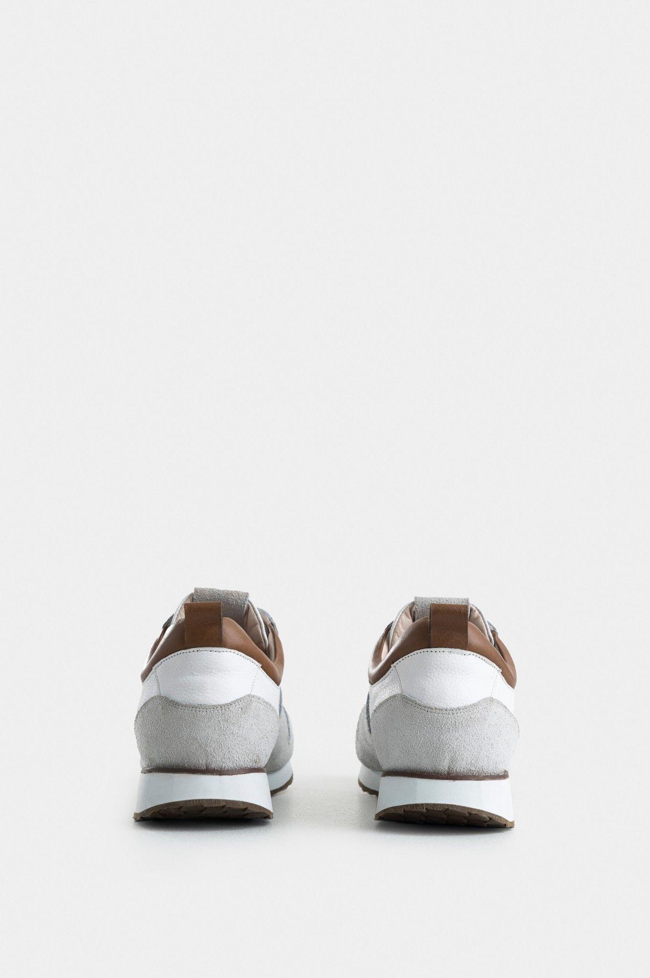 Vélez Zapatillas Coprino Cuero Liso Y Gamuzado Hombre Blanco-4