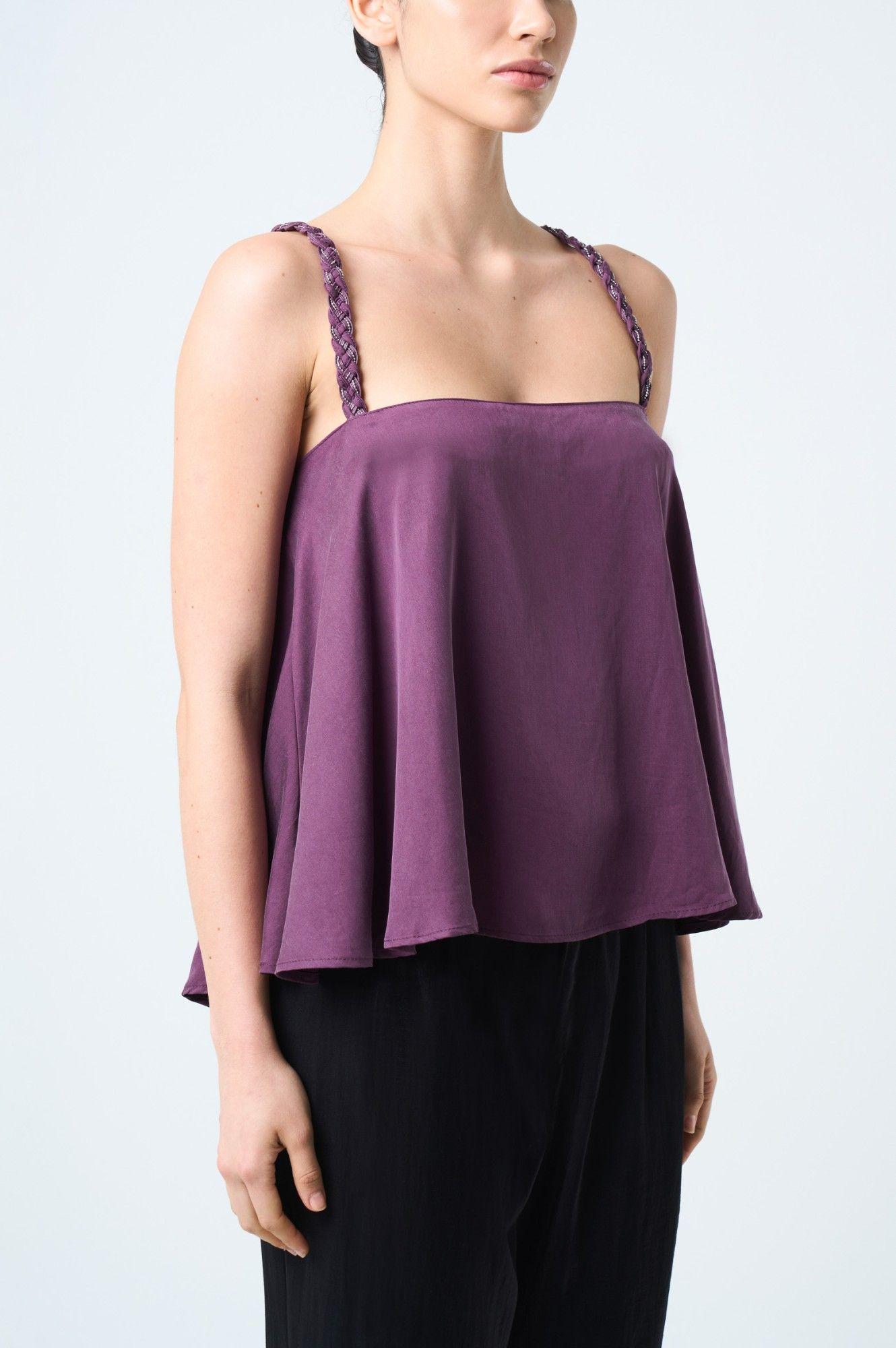 Vélez Polera Top Canes Fit Holgado Mujer  Trenzado Mora-4