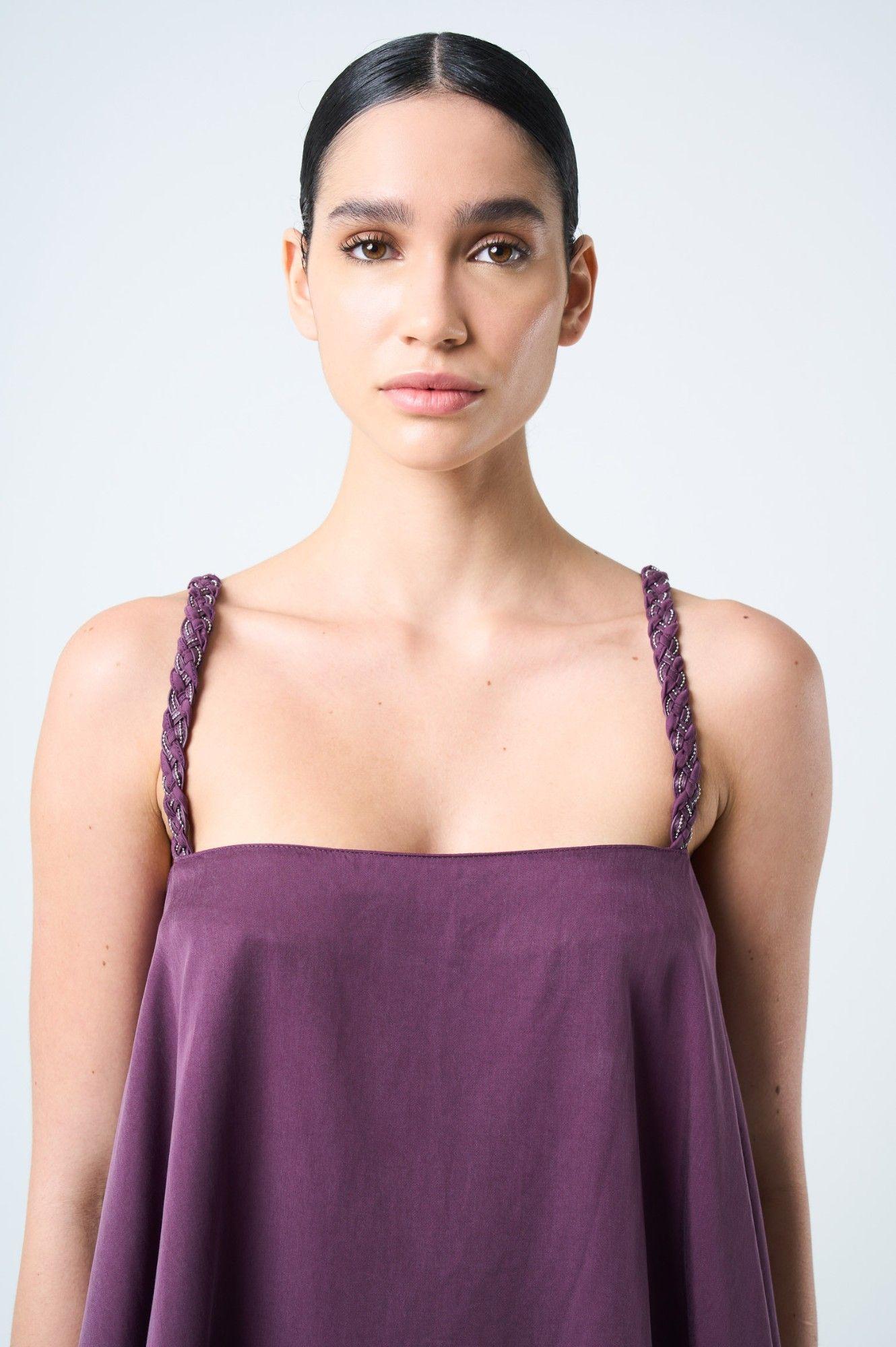 Vélez Polera Top Canes Fit Holgado Mujer  Trenzado Mora-5