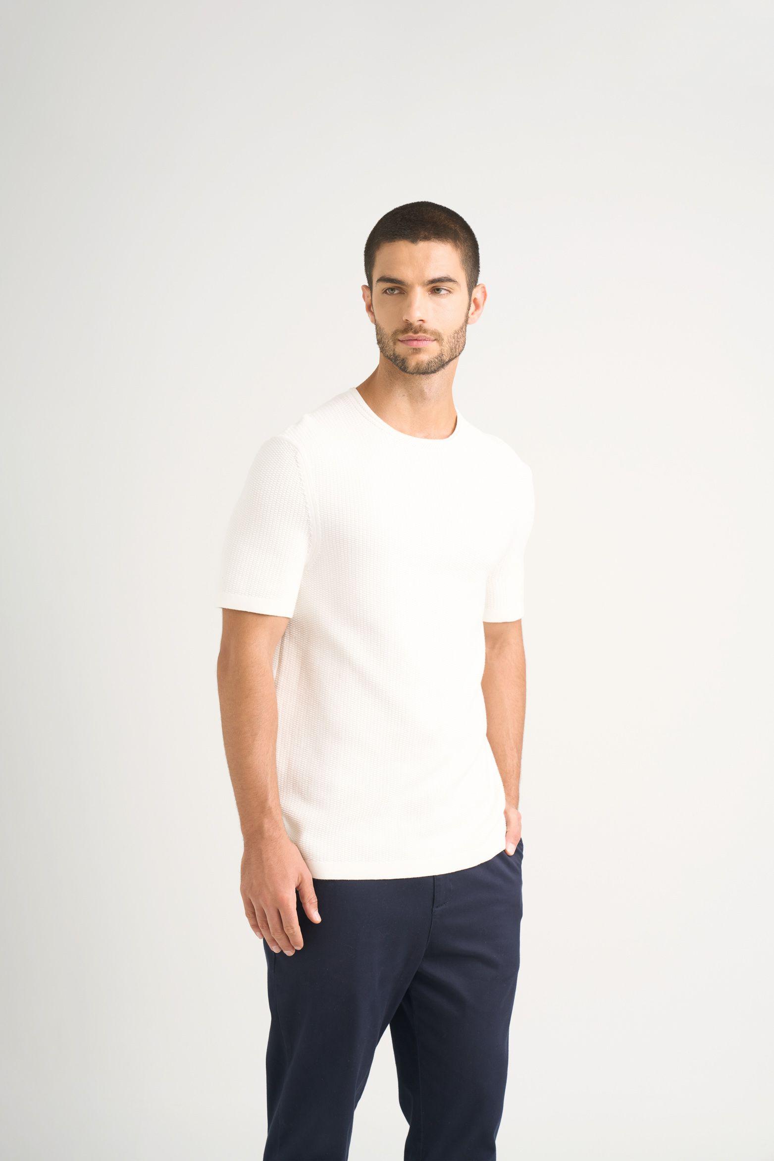 Vélez Polera Lucca Manga Corta Hombre Cuello Redondo Crema-3