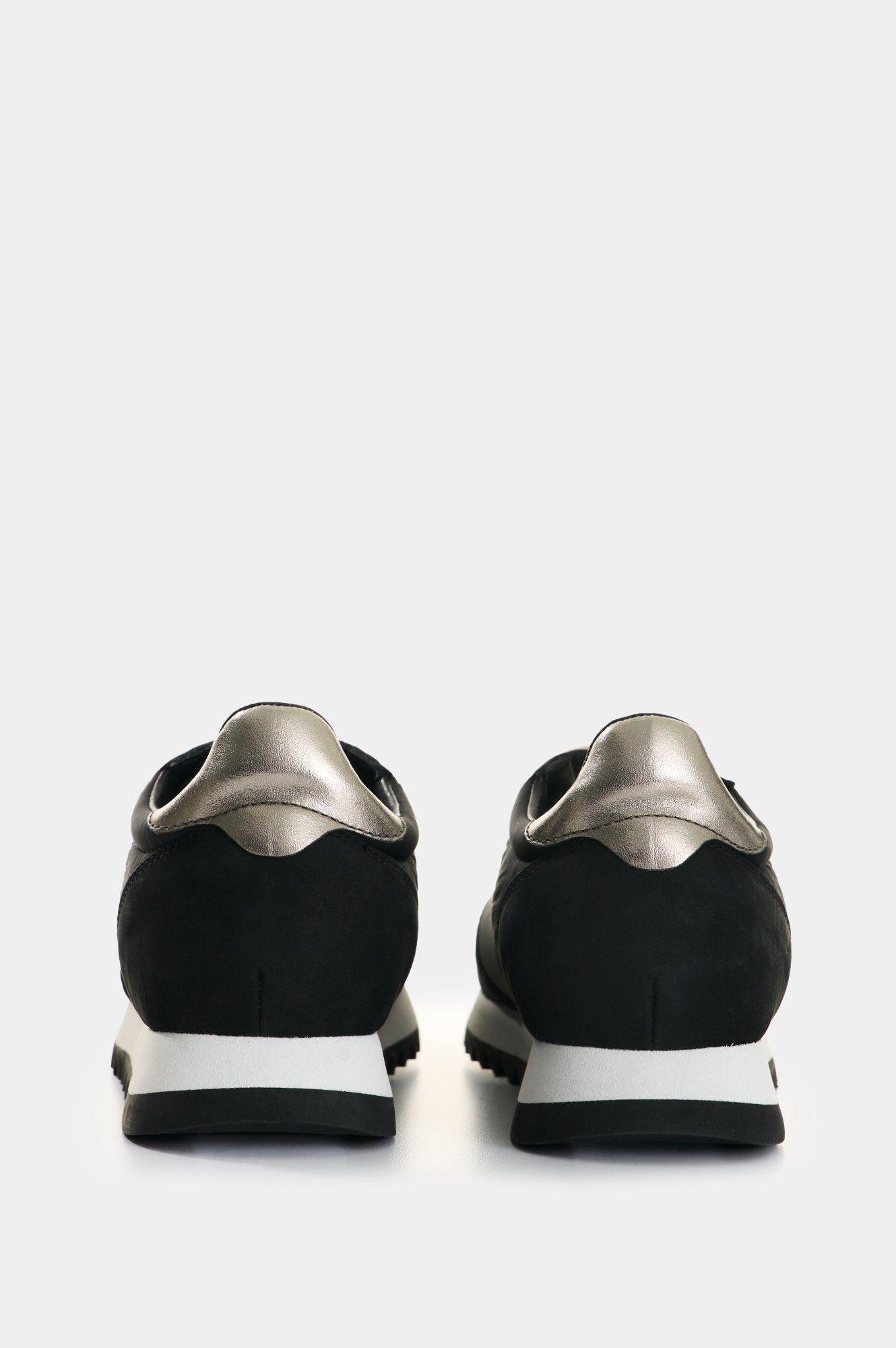 Vélez Zapatilla Tenis De Cuero Y Textil  Mujer Flora Negro-2