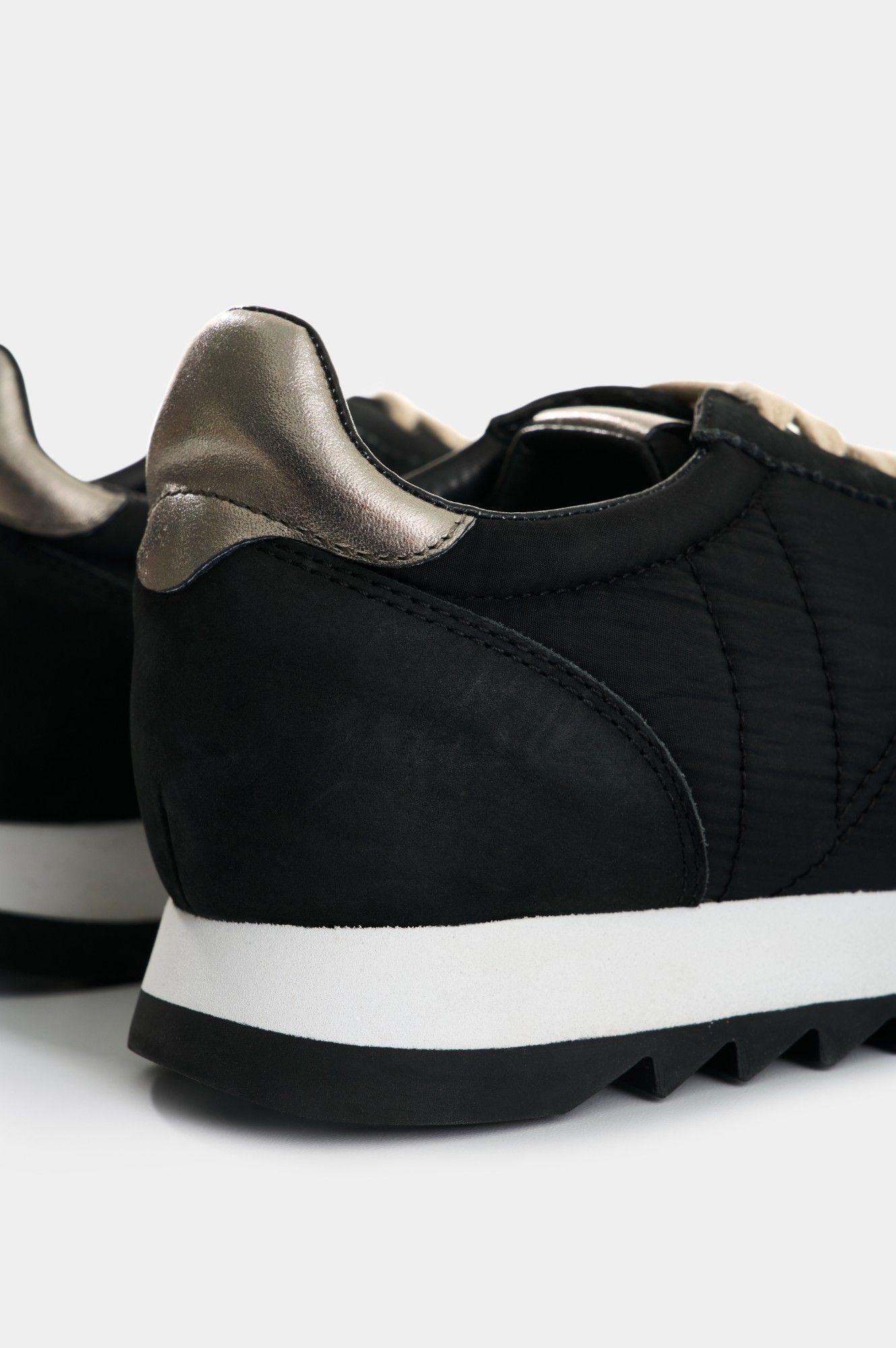 Vélez Zapatilla Tenis De Cuero Y Textil  Mujer Flora Negro-4