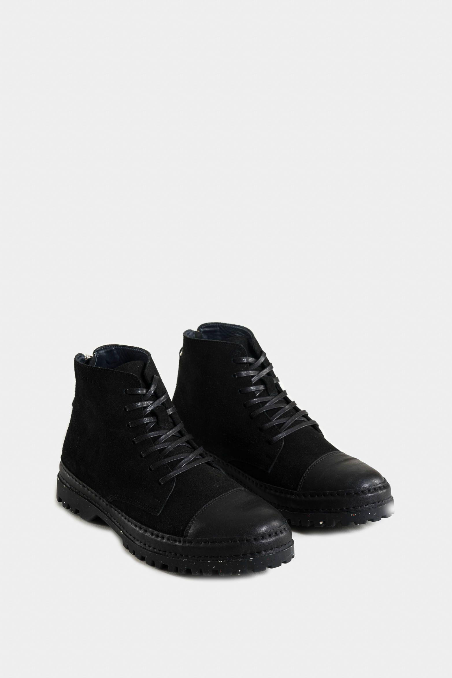 Vélez Botas Zipper De Cuero Hombre Cremallera En Talón Negro-1