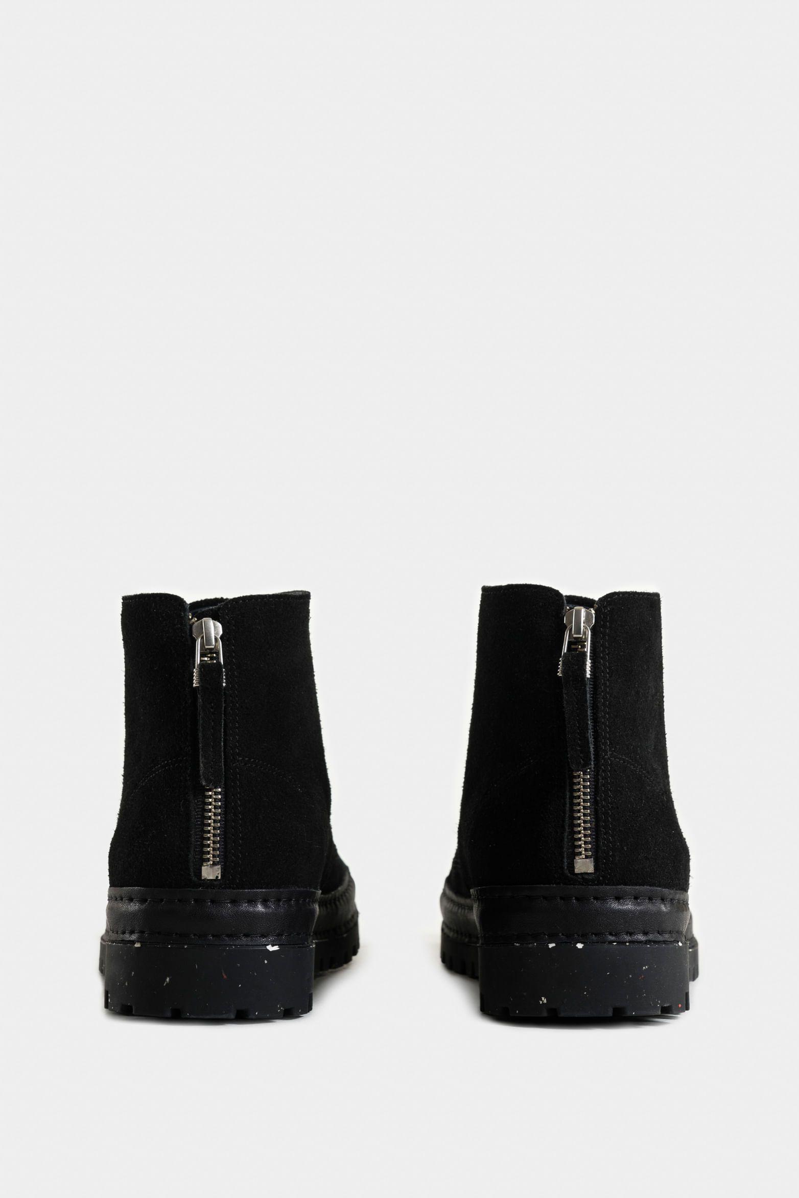 Vélez Botas Zipper De Cuero Hombre Cremallera En Talón Negro-2