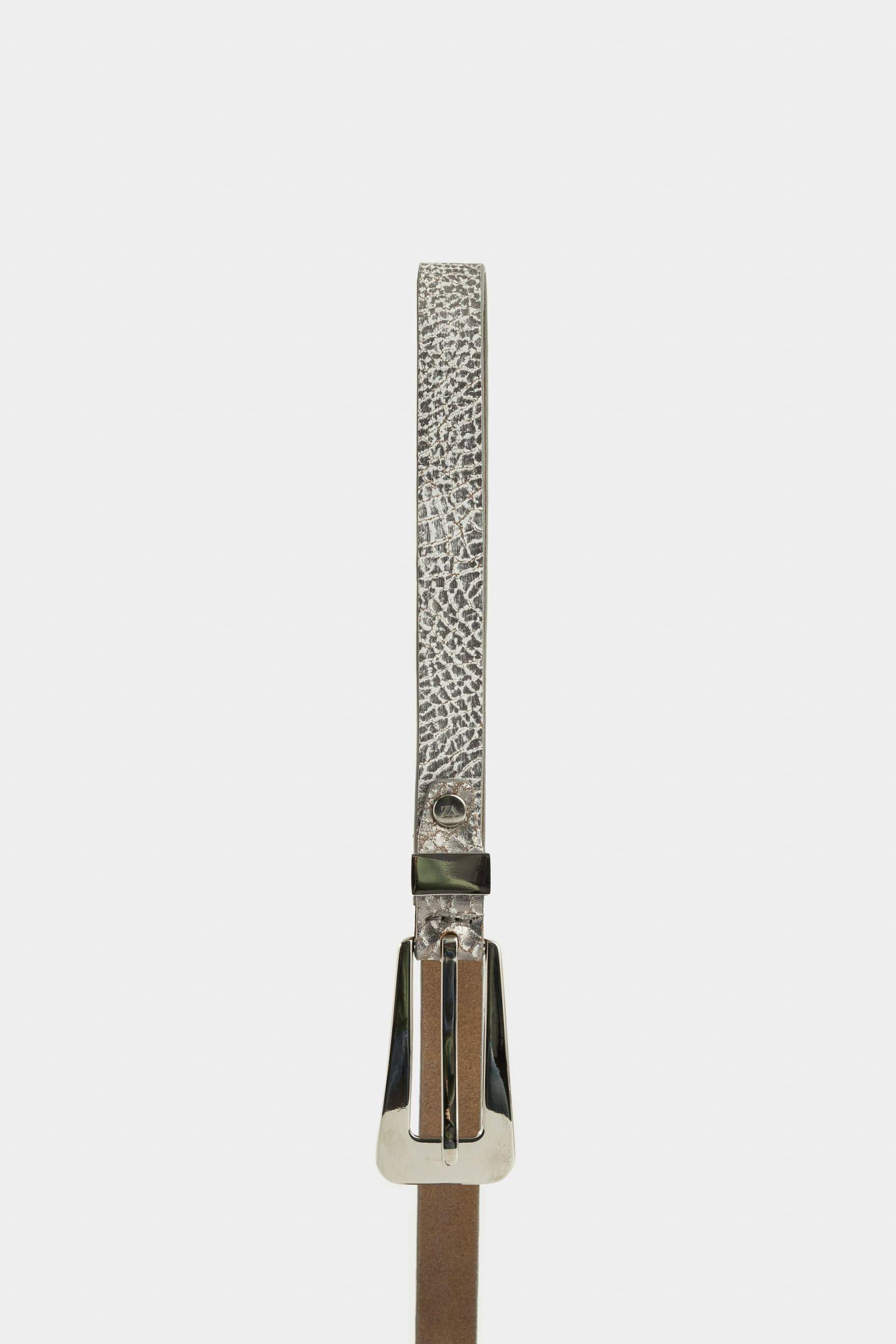 Vélez Cinturón Unifaz Acrux De Cuero Folia Para Mujer Plata-1