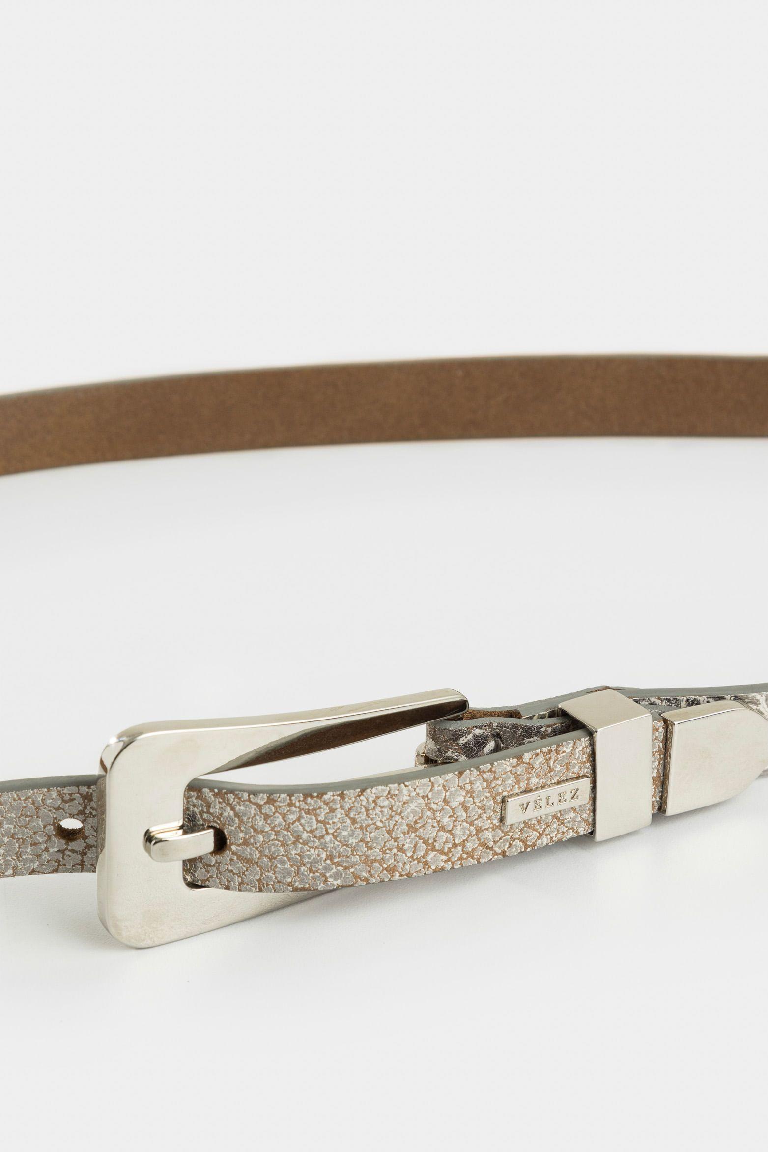 Vélez Cinturón Unifaz Acrux De Cuero Folia Para Mujer Plata-3