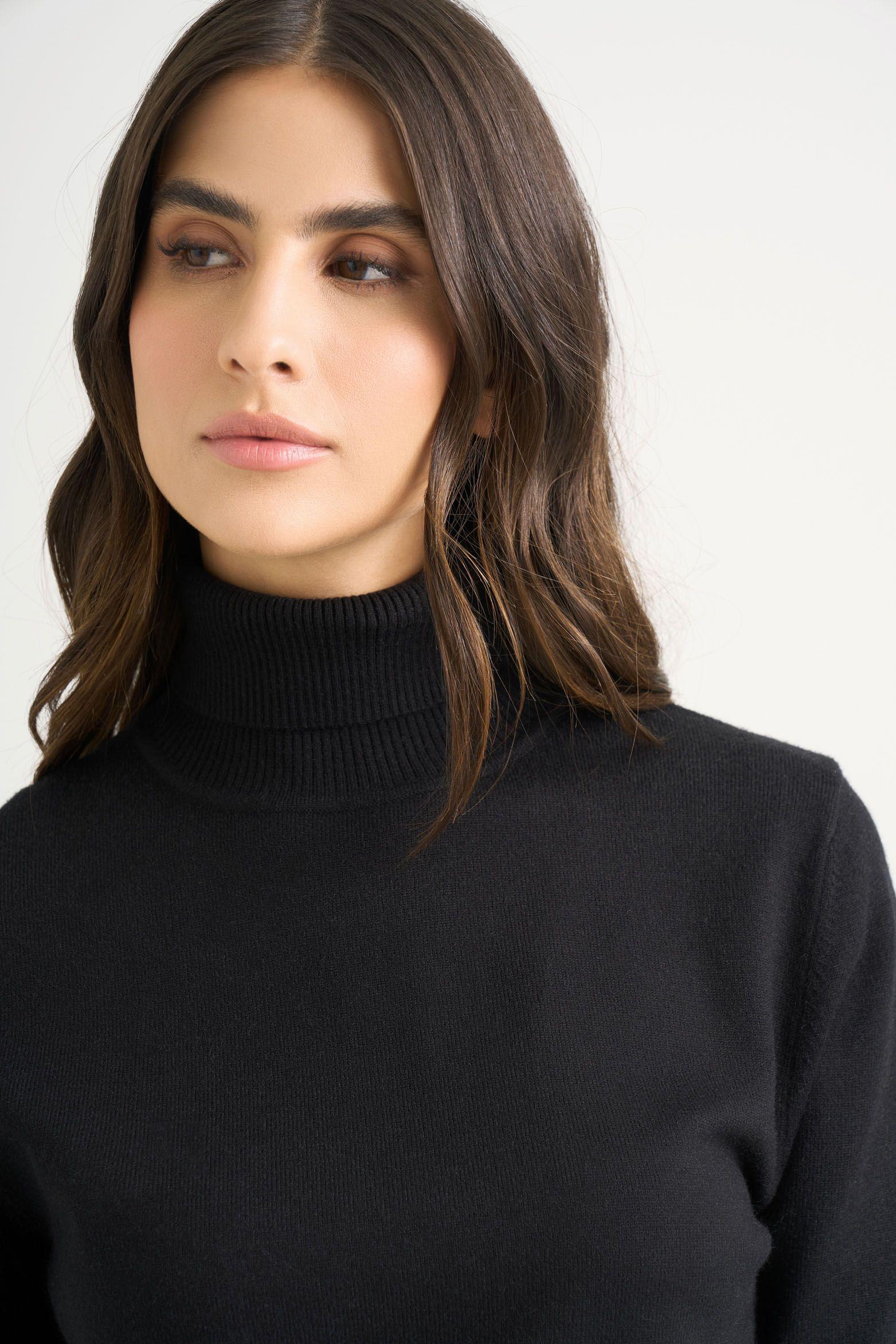 Vélez Sweater Tejido Básico Maqui Mujer Cuello Tortuga Negro-2